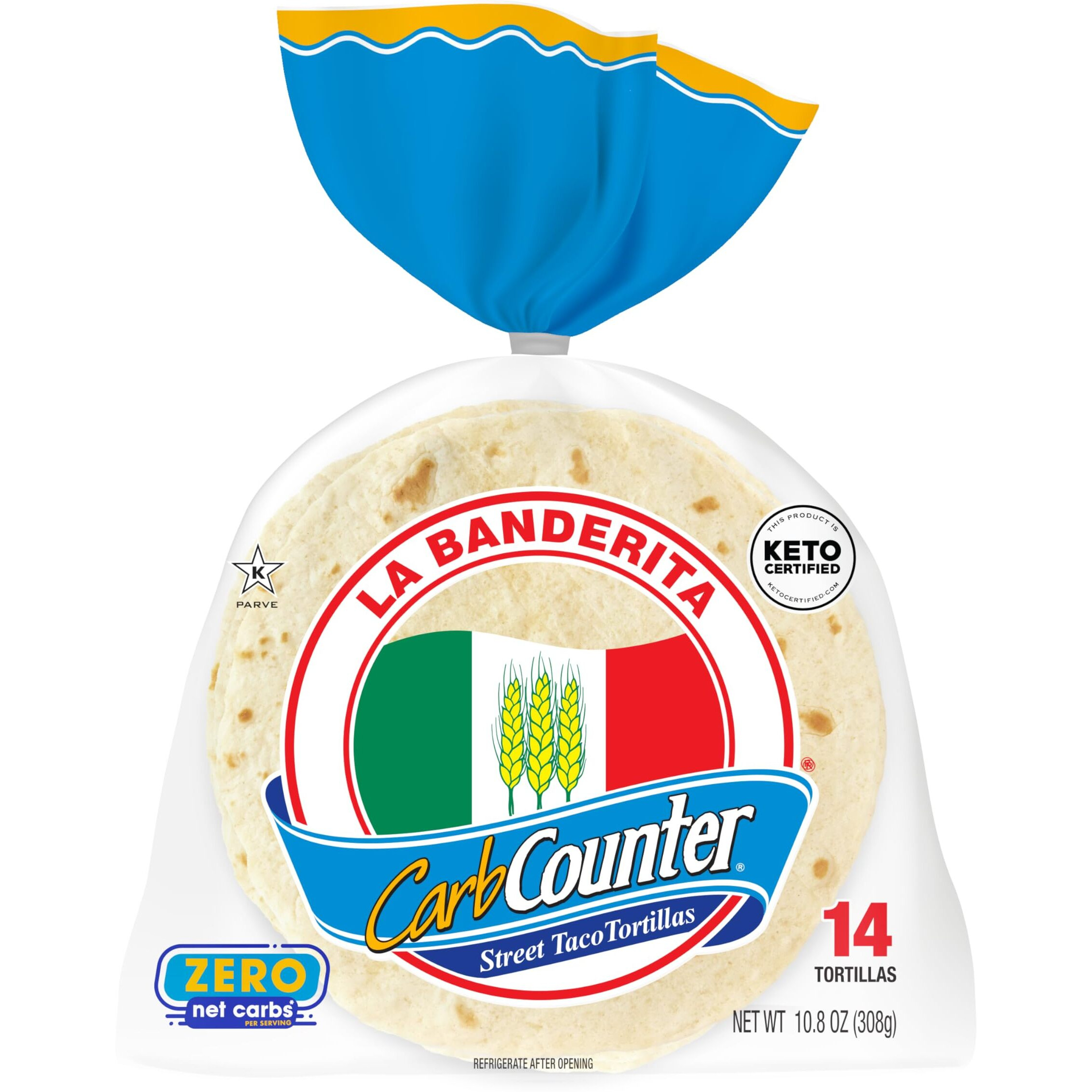 La Banderita Carb Counter Street Taco | 4.5"" Size Flour Tortillas |Zero Net Carbs |Keto Certified | 10.8 Oz.| 14 Tortillas (Pack Of 4)