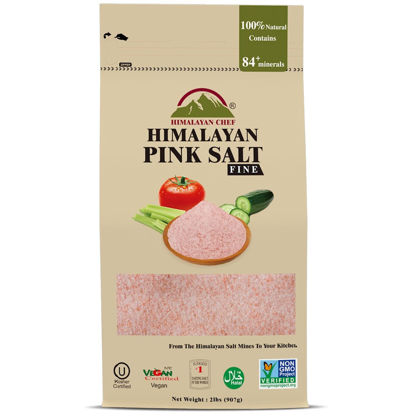 Himalayan Chef Pink Himalayan Salt, Fine Grain - 12 Lbs (6 X 2 Pound Bags)