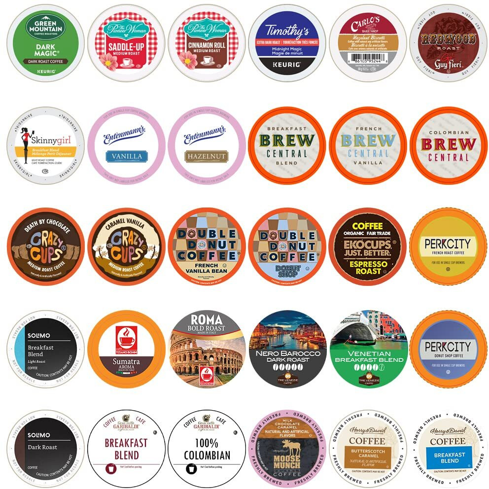 Crazy Cups Variety Pack Sampler Assorted Single Serve Coffee Pods, Premium Coffee, 30 Count