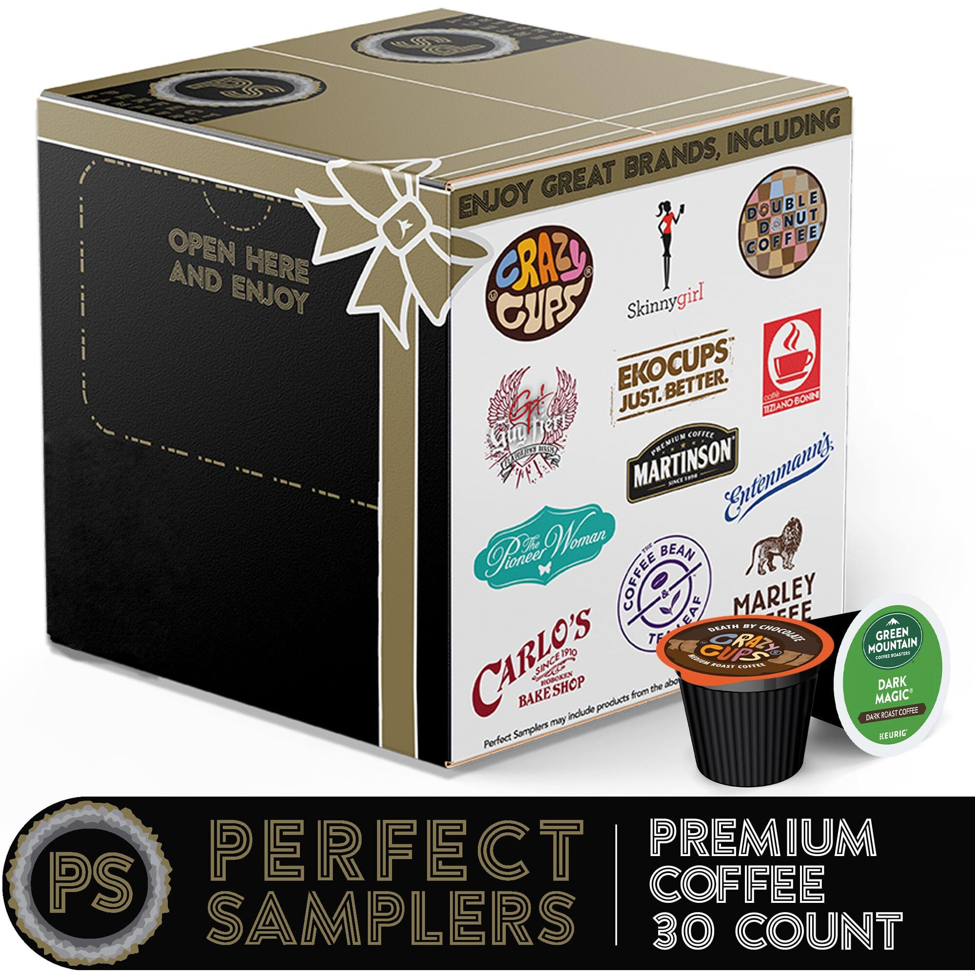 Crazy Cups Variety Pack Sampler Assorted Single Serve Coffee Pods, Premium Coffee, 30 Count