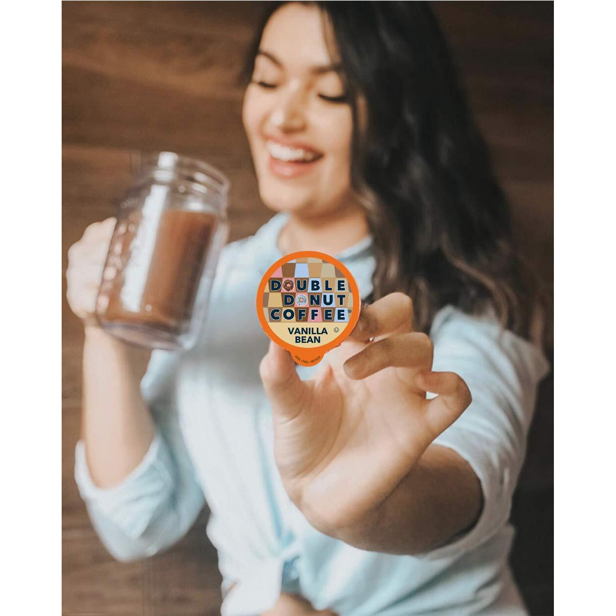 Double Donut Flavored Coffee Variety Pack, Flavored Coffee Pods, Including Hazelnut, Caramel, Chocolate Coffee & More, Single Serve Coffee For Keurig K Cups Machines, 72 Count