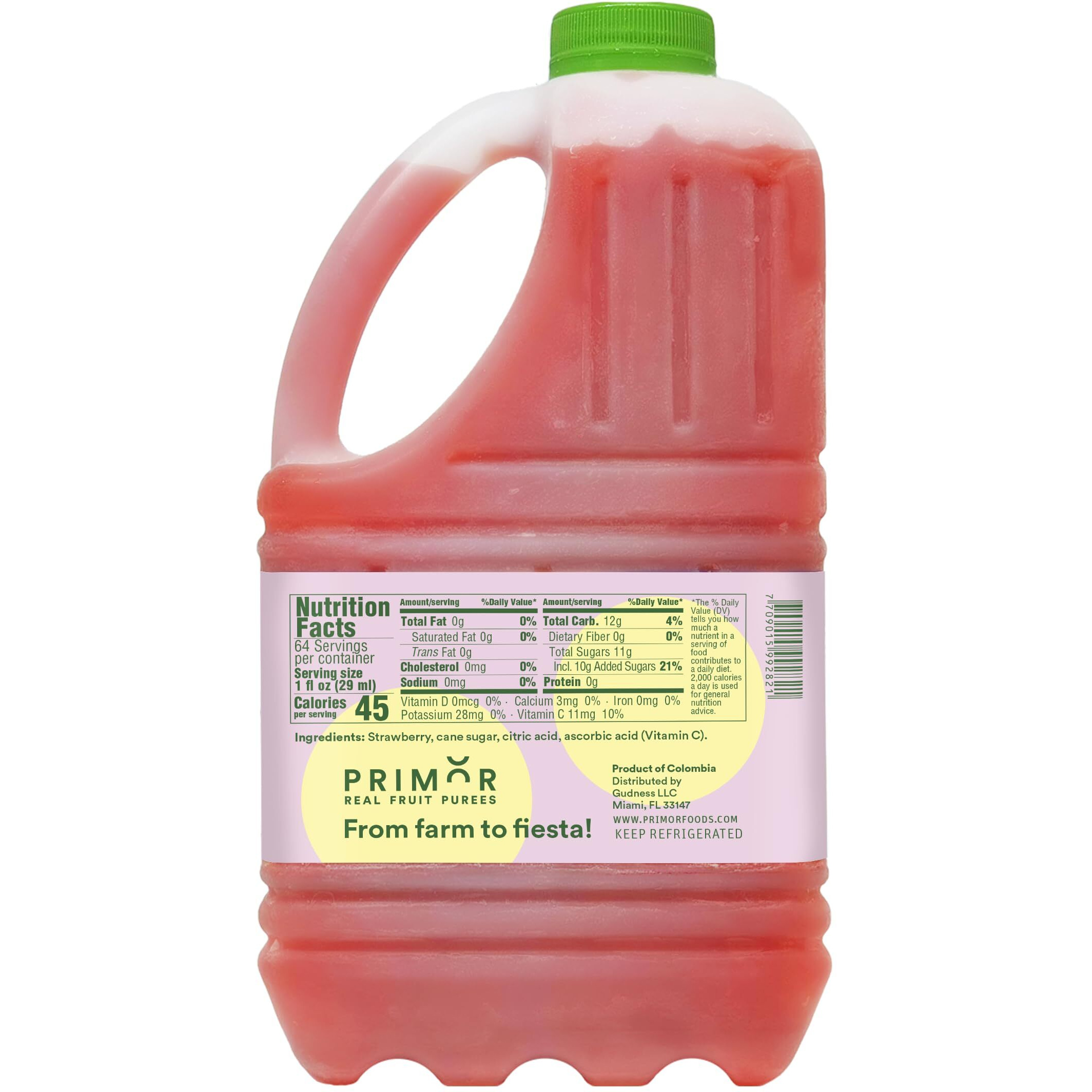 Primor Fruit Purees | Made With Real Fruit | Countless Applications Juices, Smoothies, Cocktails, Desserts, And More - Strawberry