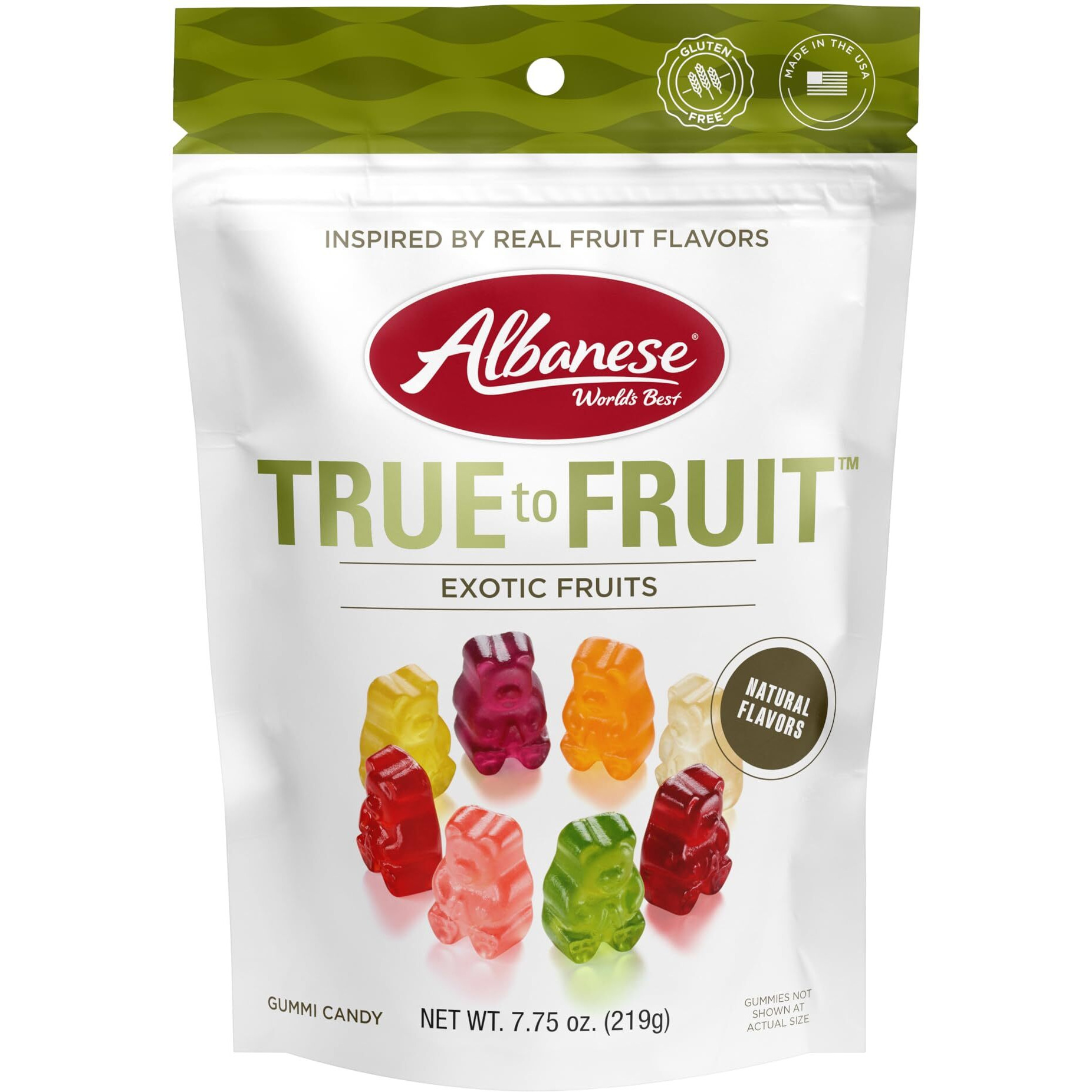 Albanese World's Best True To Fruit - Exotic Fruits Gummies, 7.75Oz Bag Of Candy (Pack Of 6), Individually Wrapped Soft & Chewy Candy Snacks