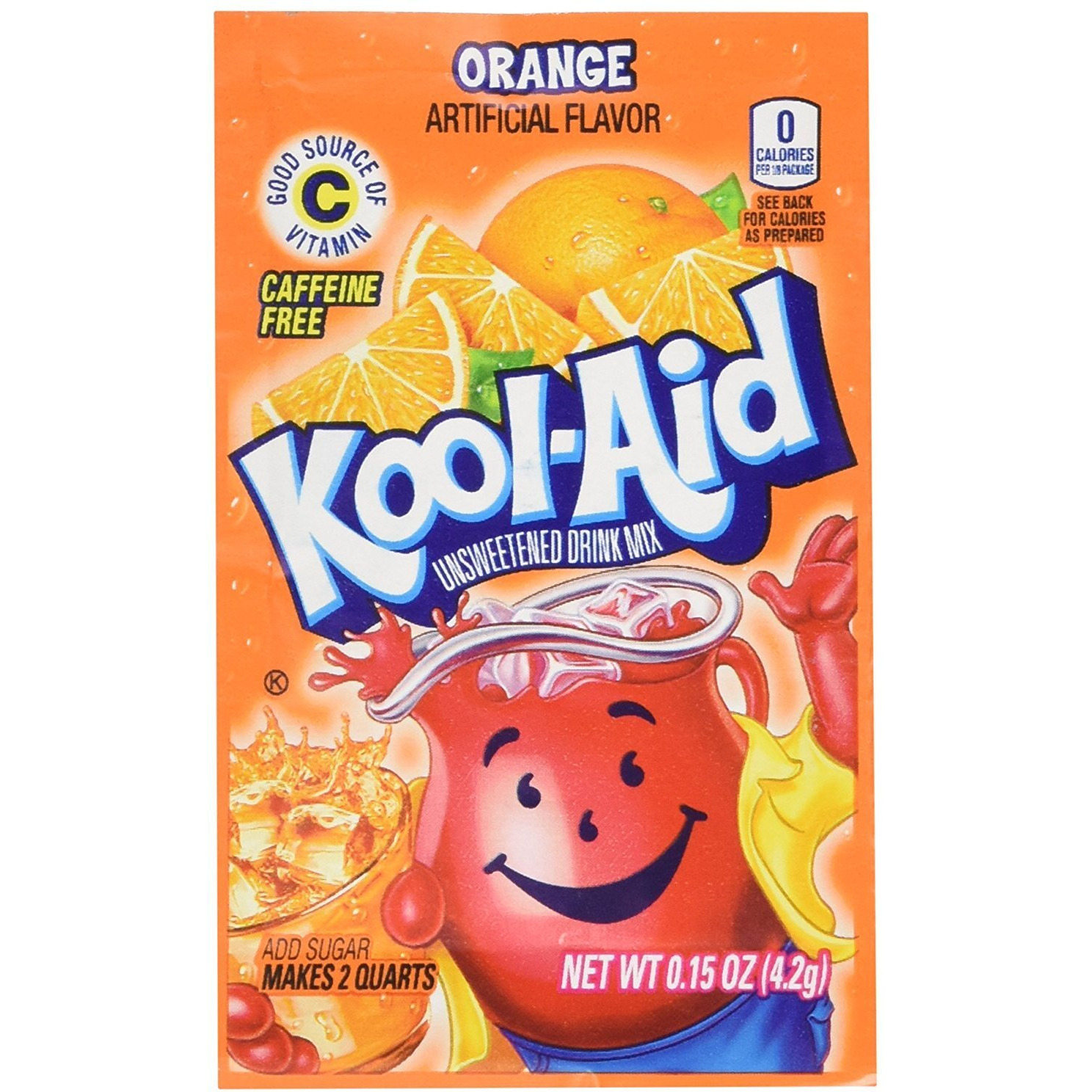 Kool-Aid Unsweetened Soft Drink Mix, Orange, 0.15 Ounce (Pack Of 48)