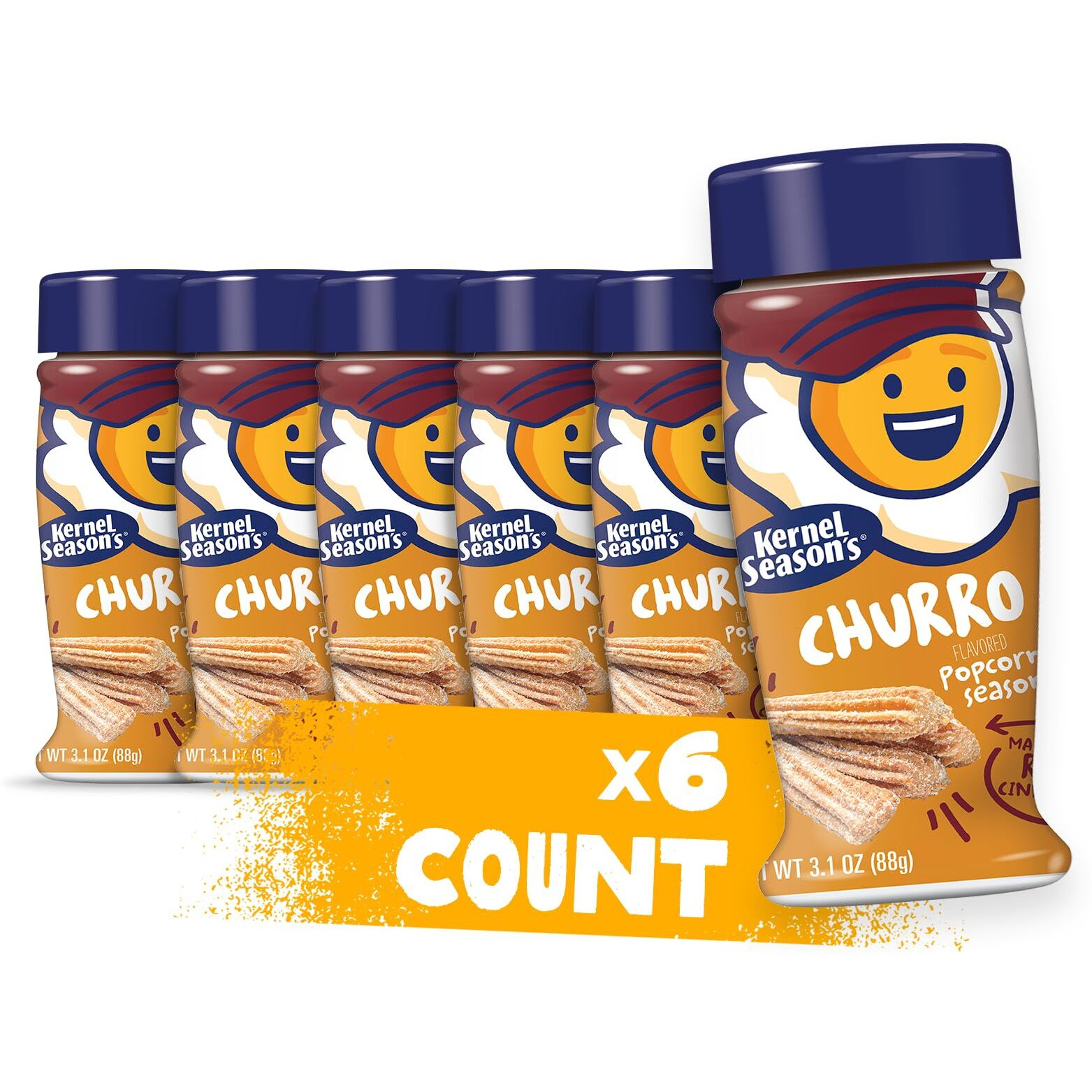Kernel Season's Popcorn Seasoning, Churro, Made With Real Cinnamon, 3.1 Ounce (Pack Of 6)