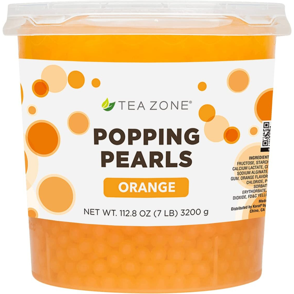 Tea Zone B2052 7 Lbs Orange Popping Pearls For Boba Tea Beverages, Sweets, Ice Cream Topping