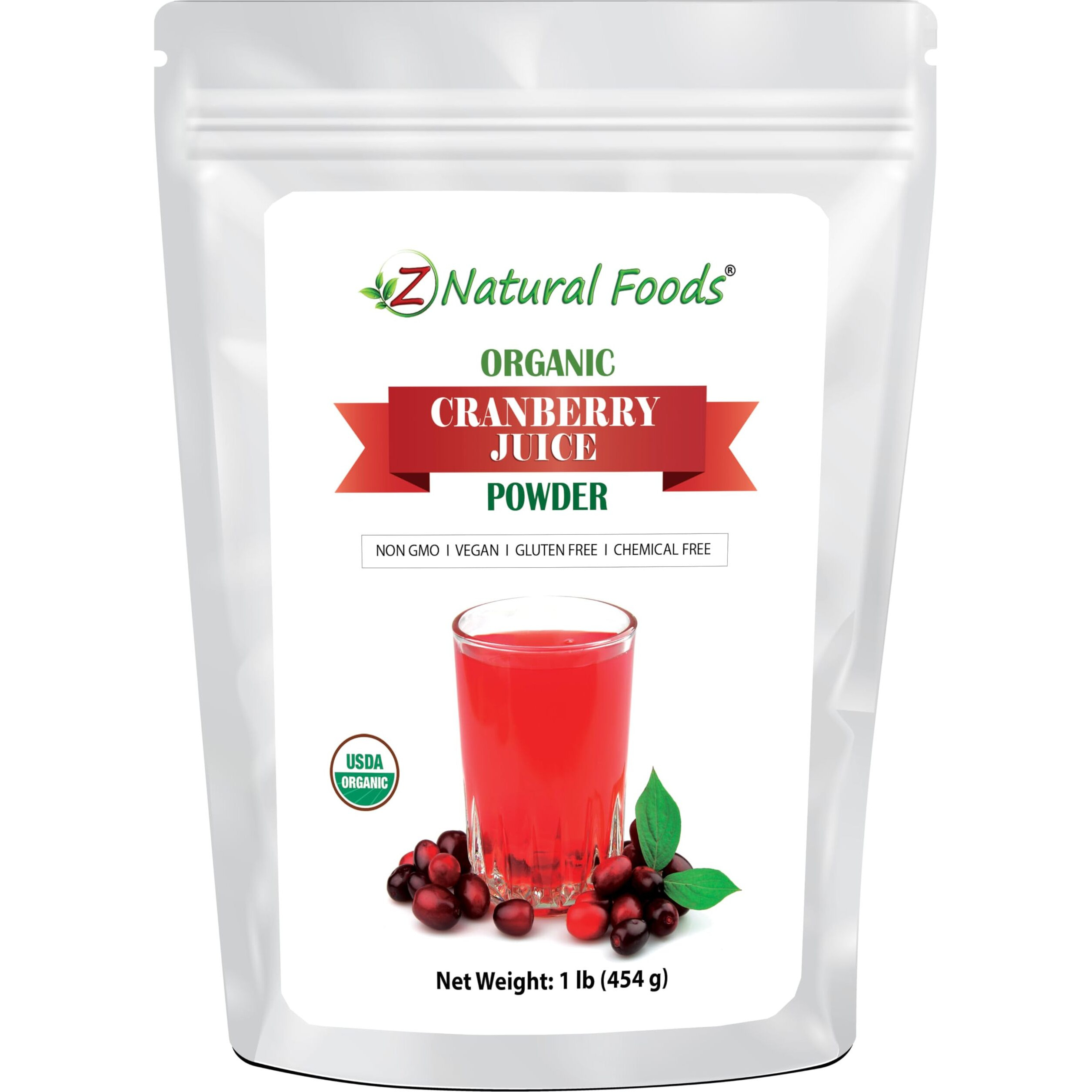 Z Natural Foods Organic Cranberry Juice Powder, Nutrient-Packed Superfood Powder, Perfect For Smoothies, Tea, Juice, Cooking, And Baking, Vegan, Non-Gmo, Gluten-Free, 1 Lb