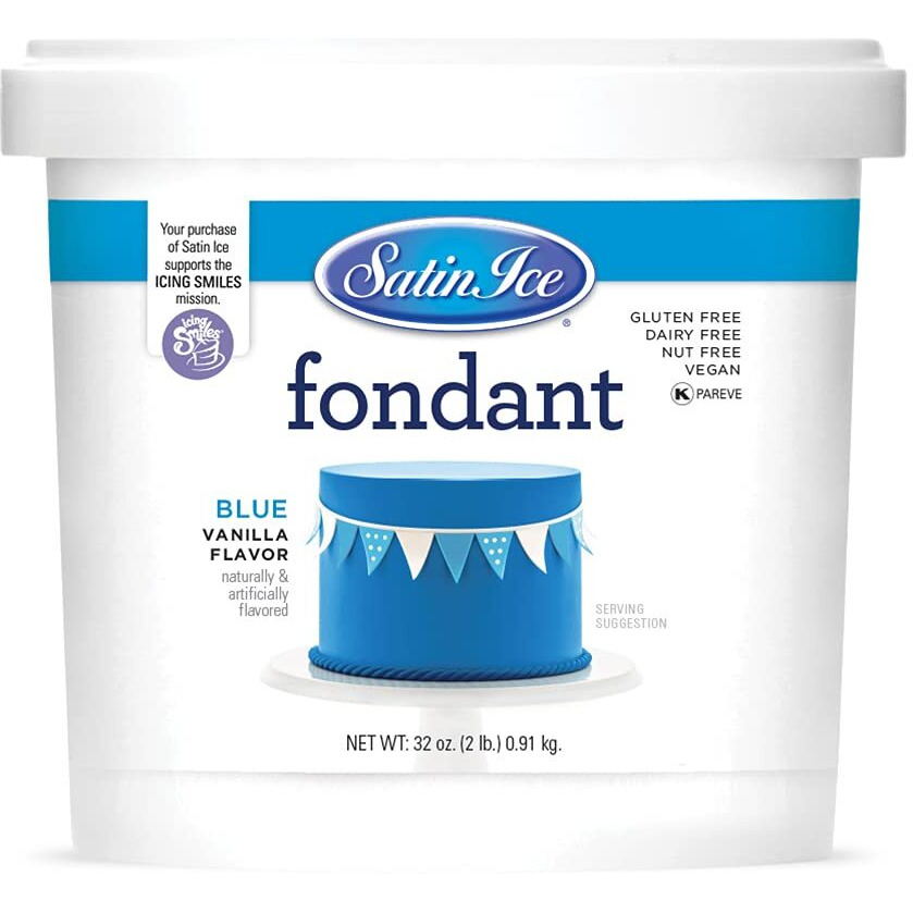 Satin Ice Blue Fondant, Vanilla, 2 Pounds