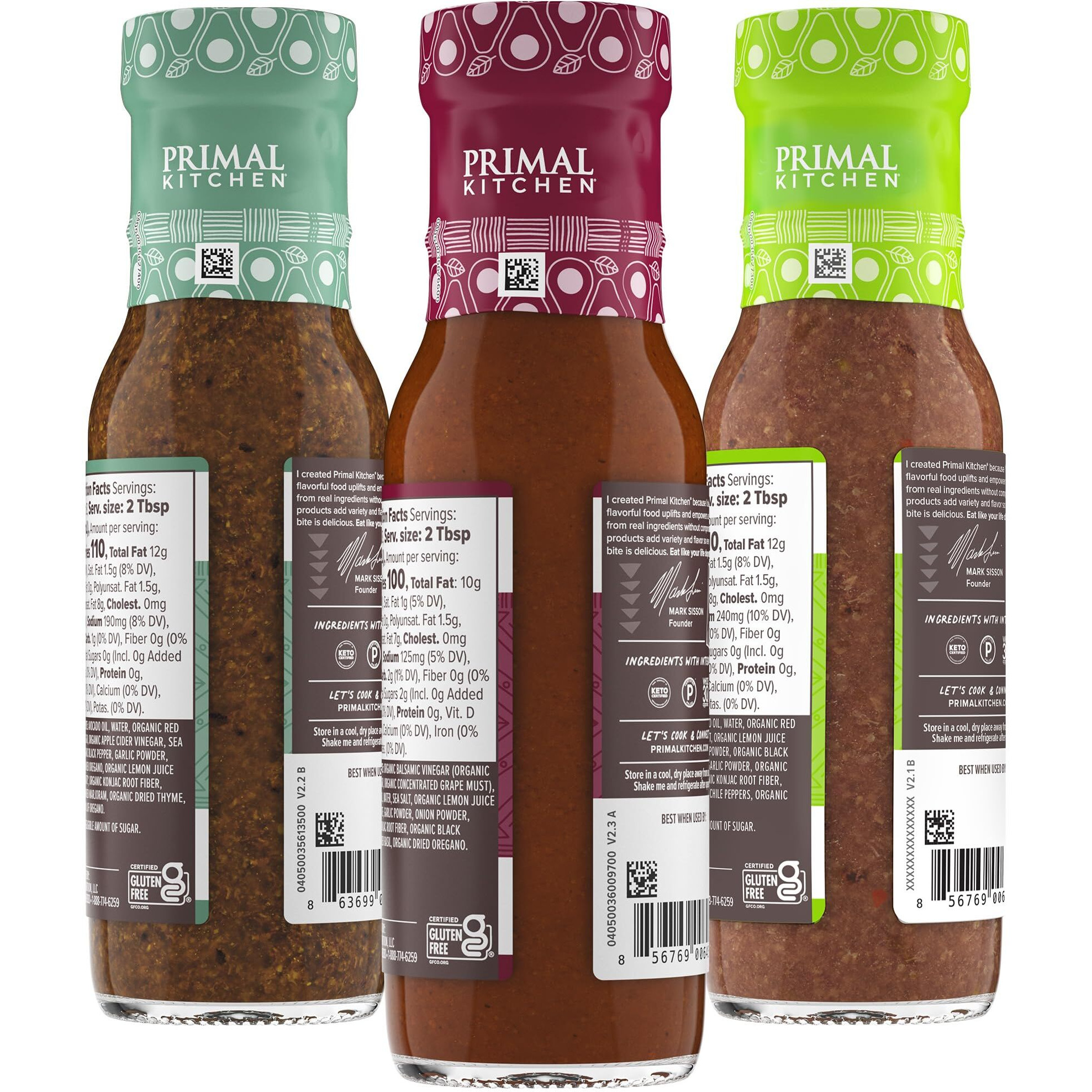 Primal Kitchen Italian Dressing, Balsamic Vinaigrette, And Greek Dressing & Marinade, Made With Avocado Oil, 8 Fluid Ounces, Variety Pack Of 3