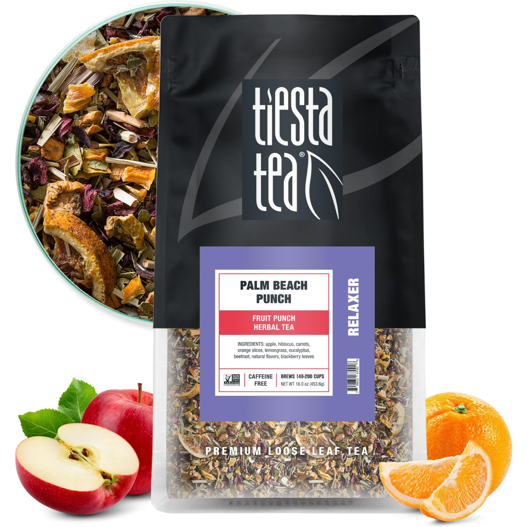 Tiesta Tea - Palm Beach Punch, Fruit Punch Herbal Tea, Premium Loose Leaf Tea Blend, Non-Caffeinated, 200 Cups - 16 Ounce Resealable Bulk Pouch