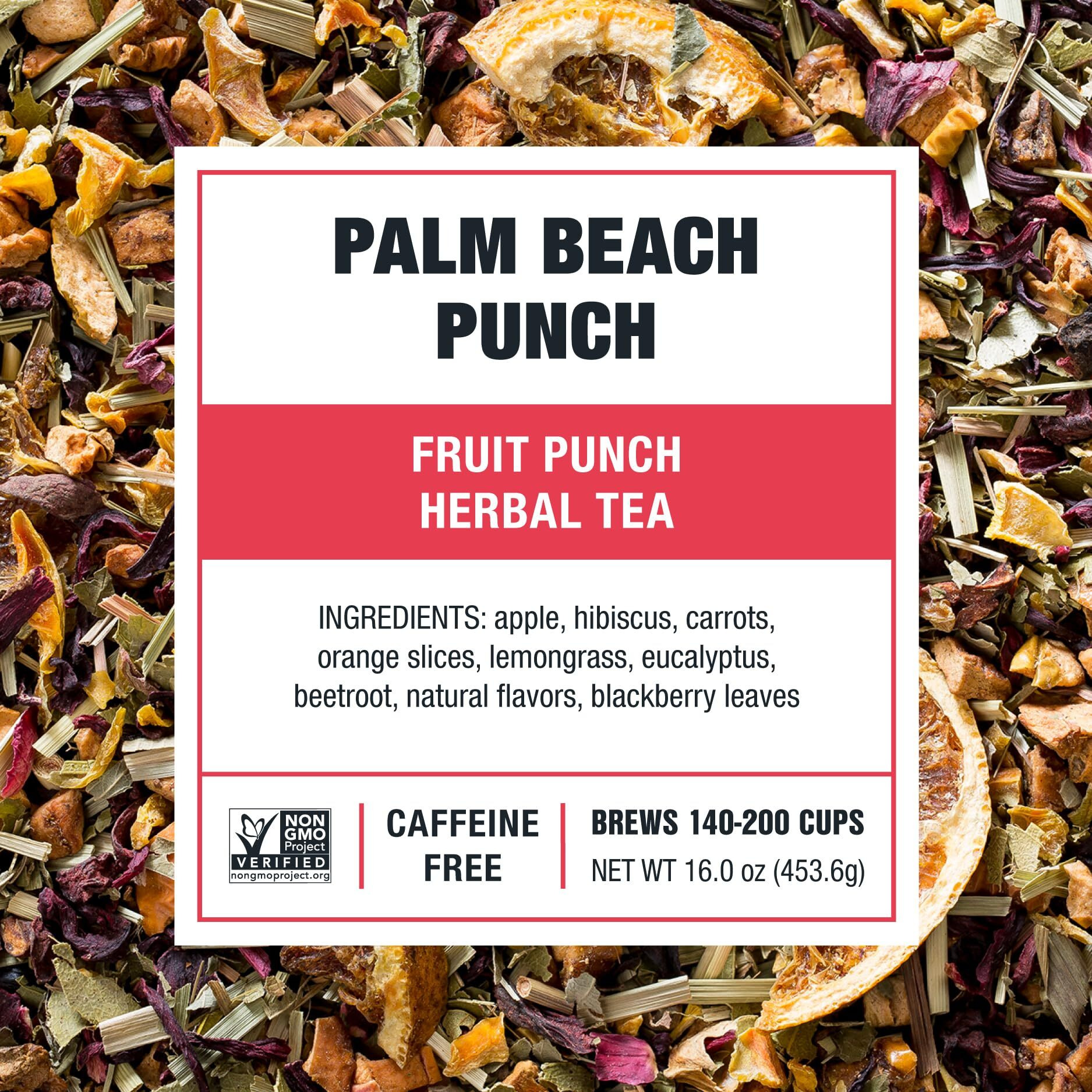 Tiesta Tea - Palm Beach Punch, Fruit Punch Herbal Tea, Premium Loose Leaf Tea Blend, Non-Caffeinated, 200 Cups - 16 Ounce Resealable Bulk Pouch