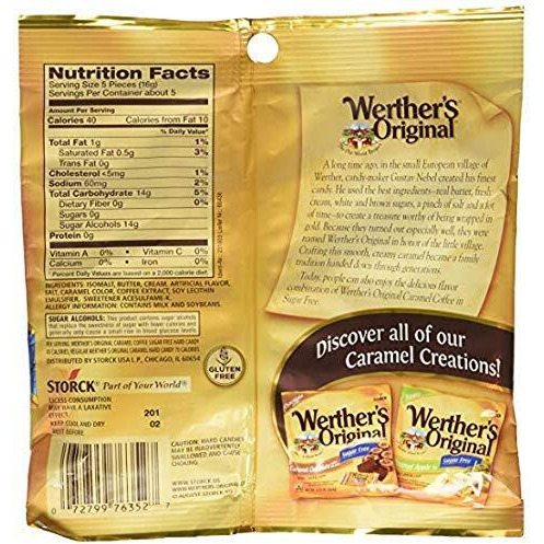Werther's Original - Sugar Free - Caramel Coffee Hard Candies (Pack Of 3) (3 Bags)