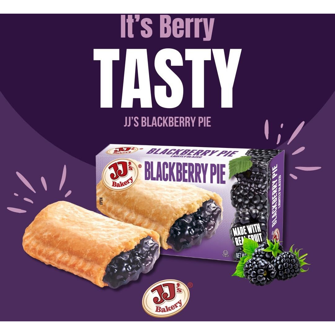 Jj's Bakery Blackberry Pie Snack Pies, Individual Dessert, Fresh-Baked, Nut-Free, Kosher Parve, 4 Oz Each (Pack Of 12)