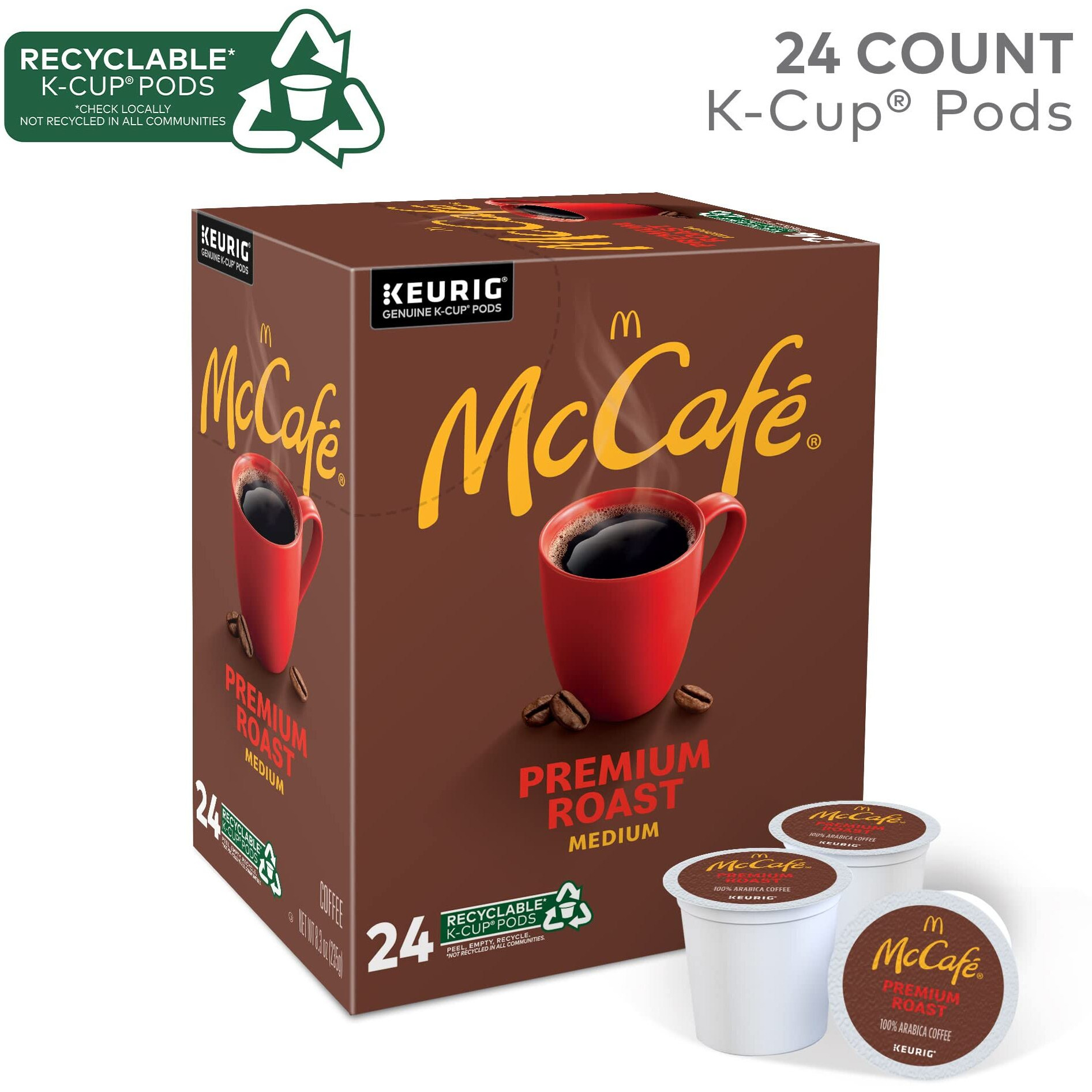 Mccafe Single-Serve Coffee K-Cup Pods, Premium Roast, Carton Of 24