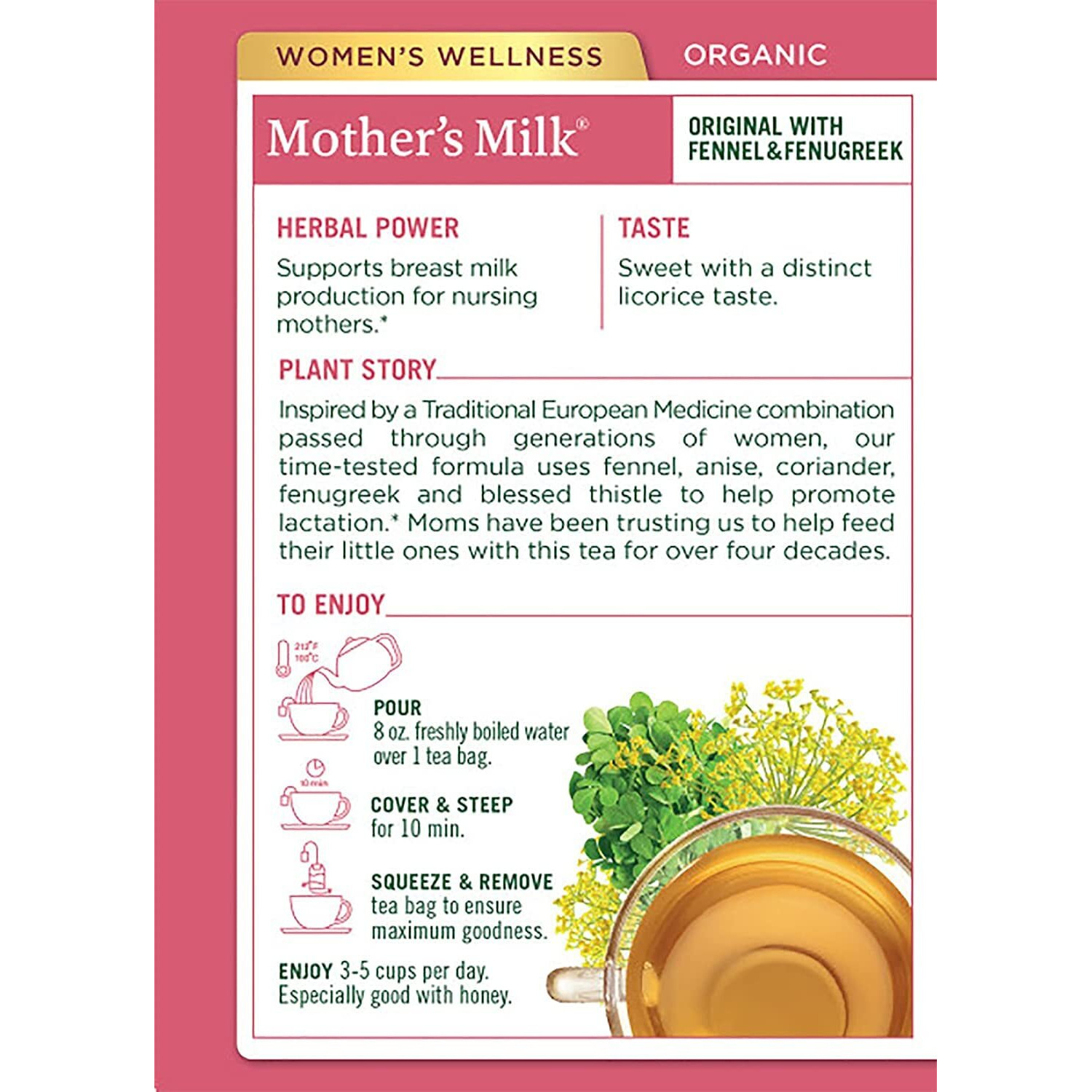 Traditional Medicinals Organic Mothers Milk Herbal Tea, Promotes Healthy (16 Count (Pack Of 4))