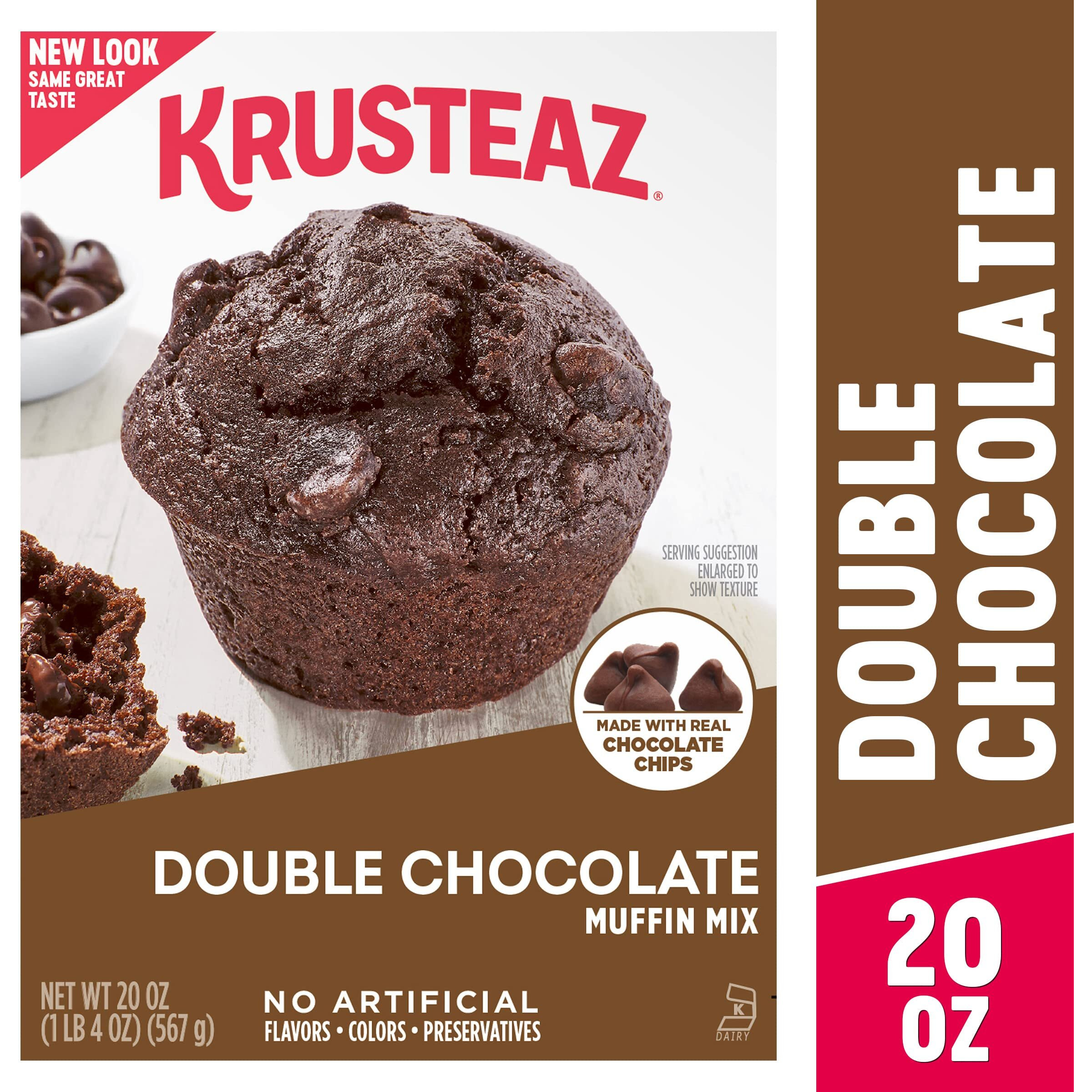 Krusteaz Muffin Mix, Double Chocolate Muffin Mix, Made With Real Chocolate Chips & No Artificial Flavors, Colors Or Preservatives, 20 Oz Box (Pack Of 6)