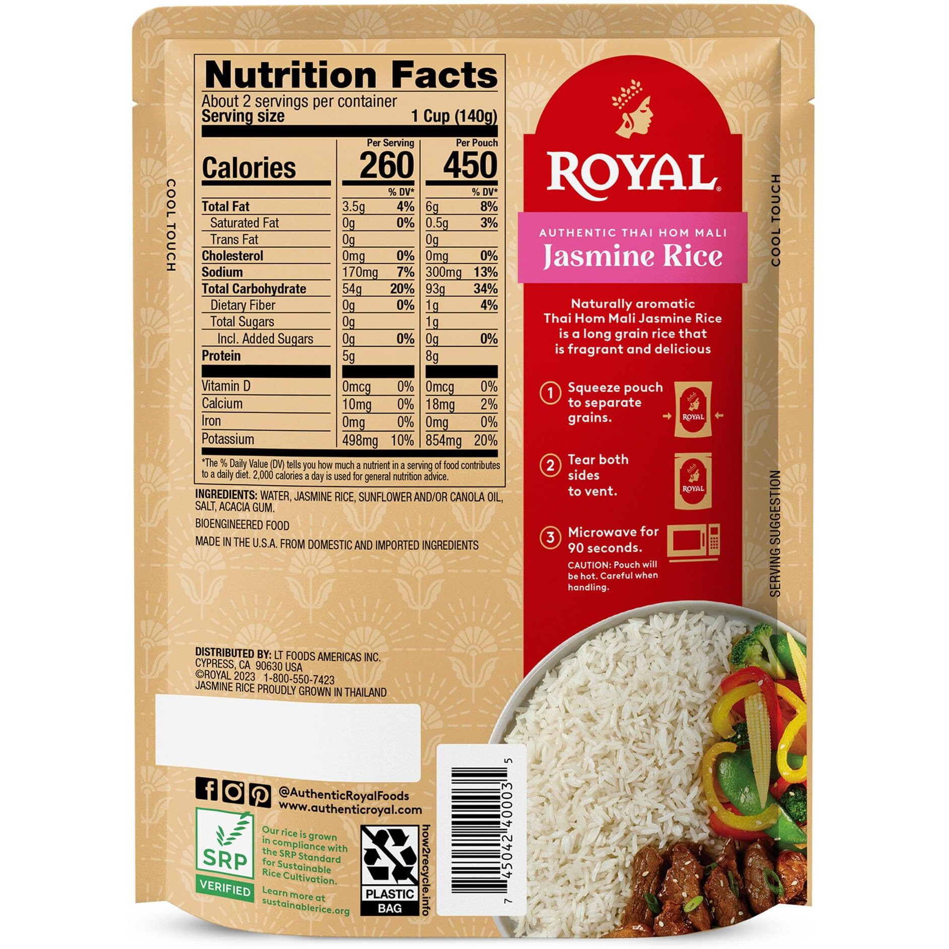 Royal - Ready To Heat Rice - Authentic White Jasmine, 4 Count