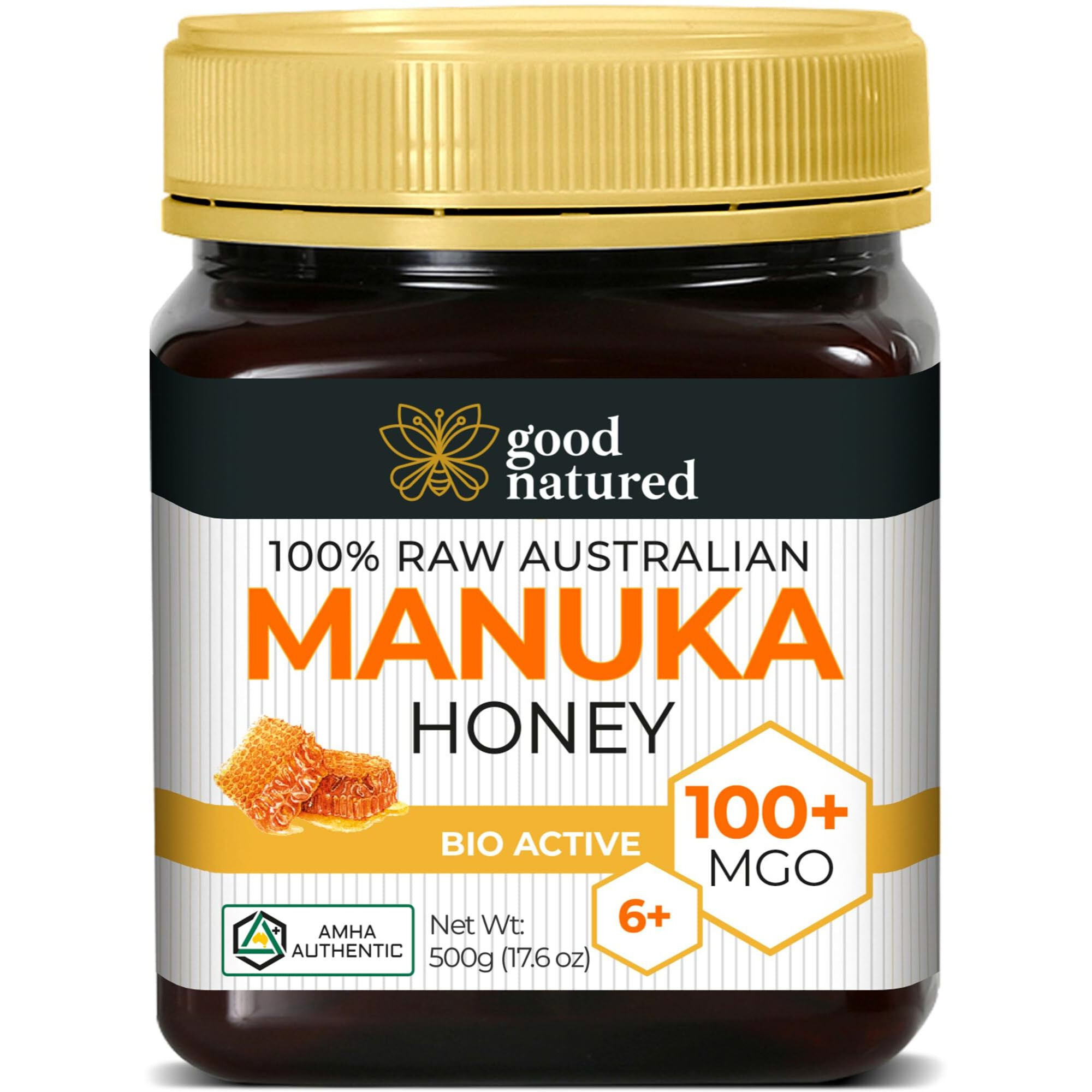 Raw Manuka Honey Certified Mgo 100+ / 6+ Manuka With Antibacterial Activity - (Npa 6+) 500G (1.1Lb) By Good Natured