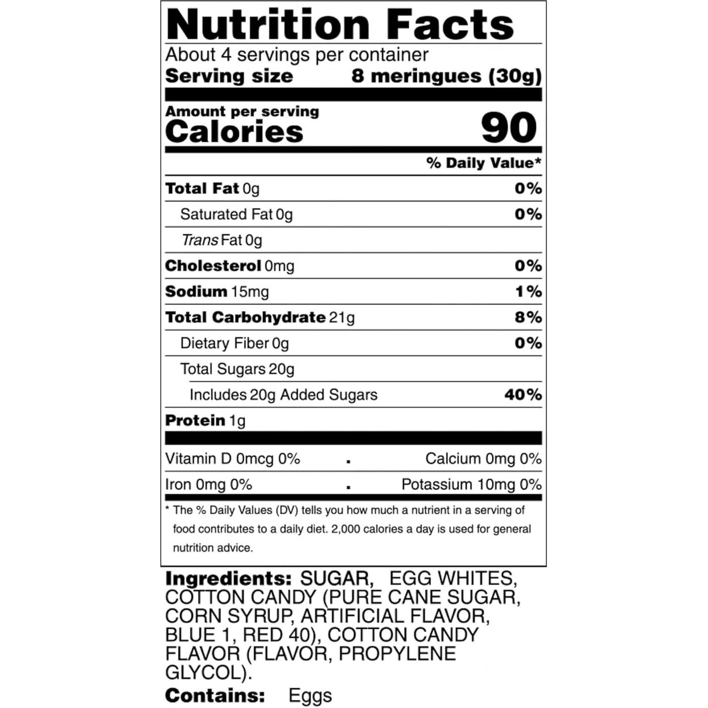 Krunchy Melts Original Meringue Cookies | Cotton Candy Flavor | Only 90 Calories Per Serving | Fat Free, Gluten Free, Dairy Free (4 Oz)