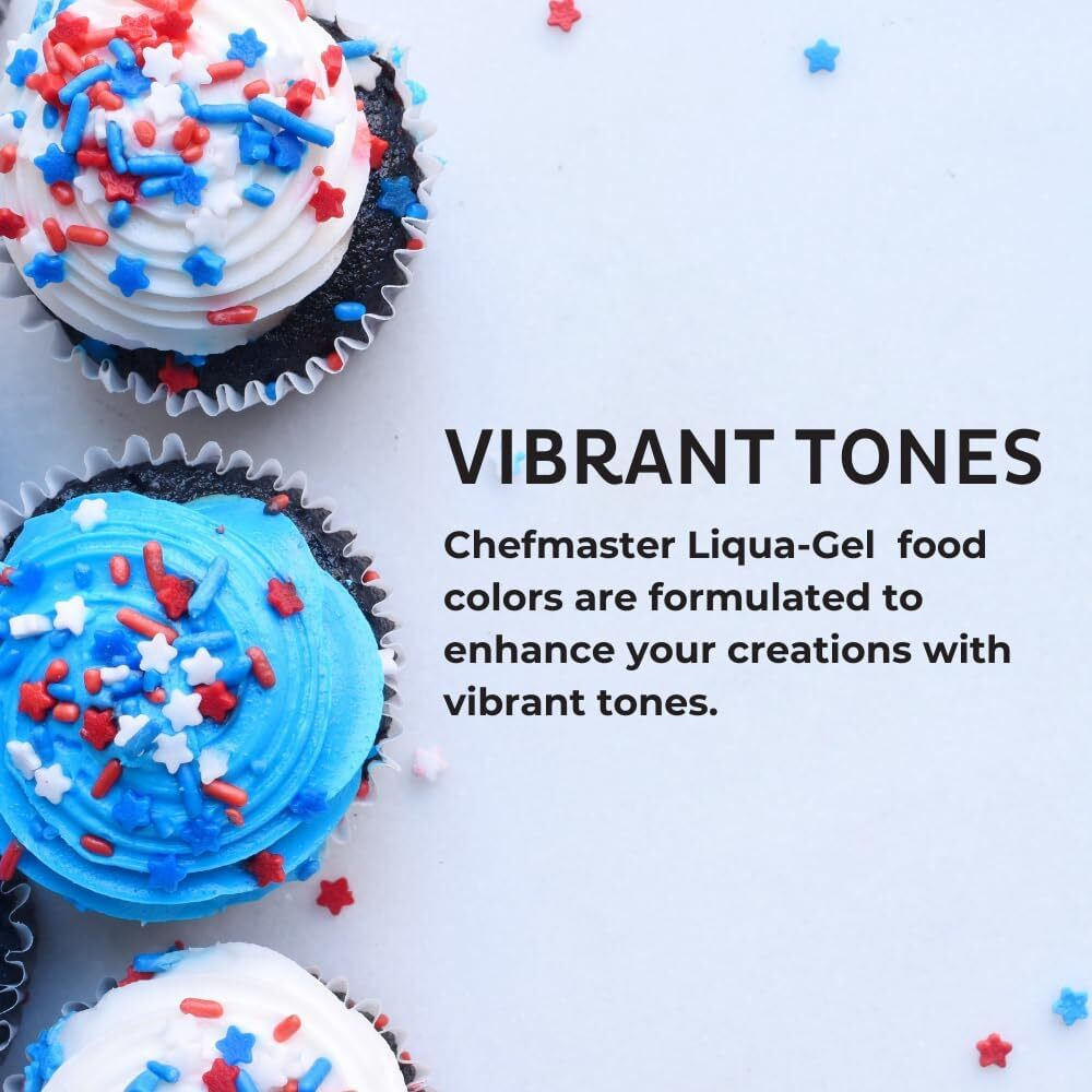 Chefmaster Neon Blue Liqua-Gel Food Coloring | Vibrant Color | Professional-Grade Dye For Icing, Frosting, Fondant | Baking & Decorating | Fade-Resistant | Easy-To-Use | Made In Usa | 2.3 Oz