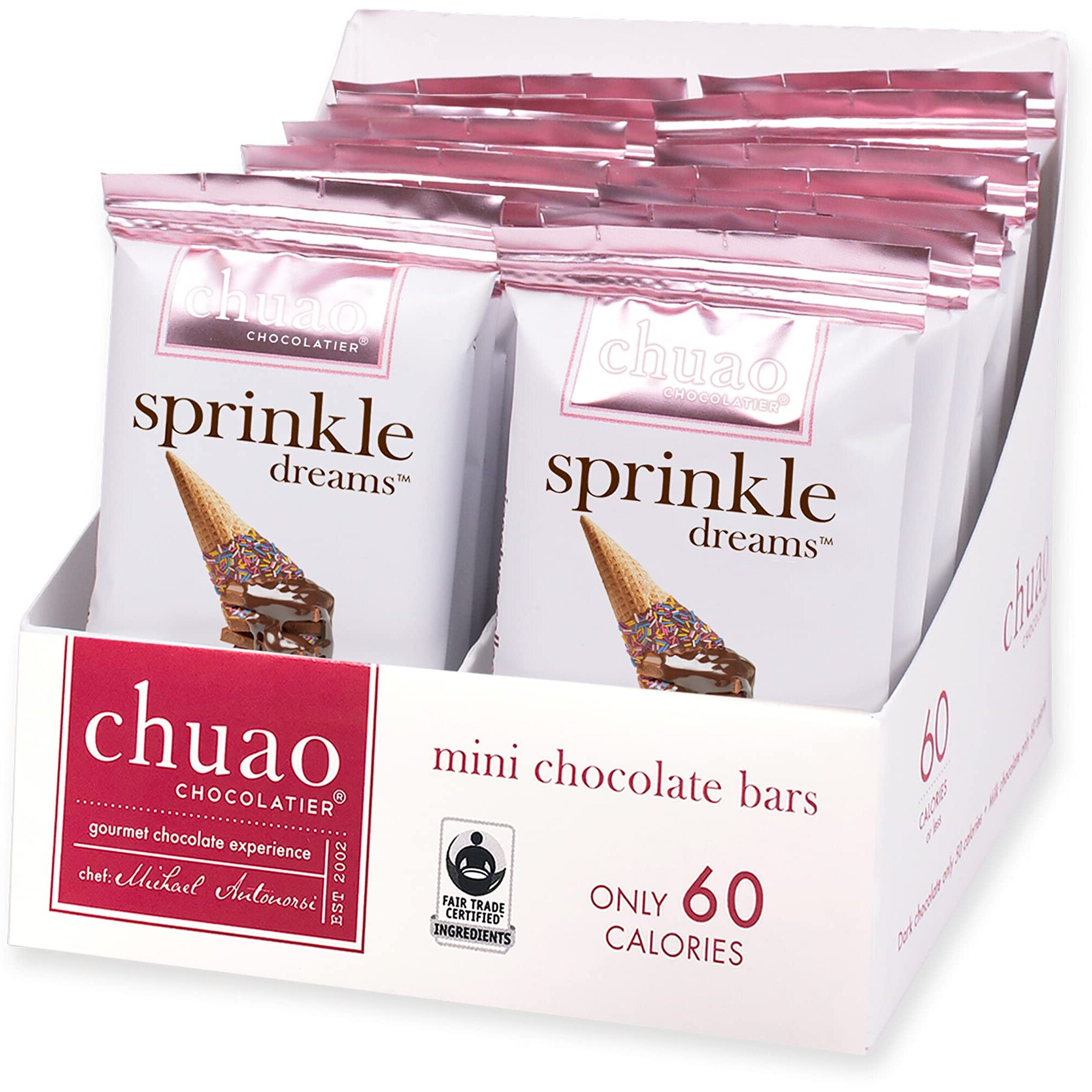 Chuao Chocolatier Sprinkle Dreams Milk Chocolate Mini Bars | Gourmet Chocolate Artisan European No Preservatives | For Gift Baskets, Christmas, Valentines Day, Gifts For Women, Men, Birthday, Thank You, Care Package | 24 Pack