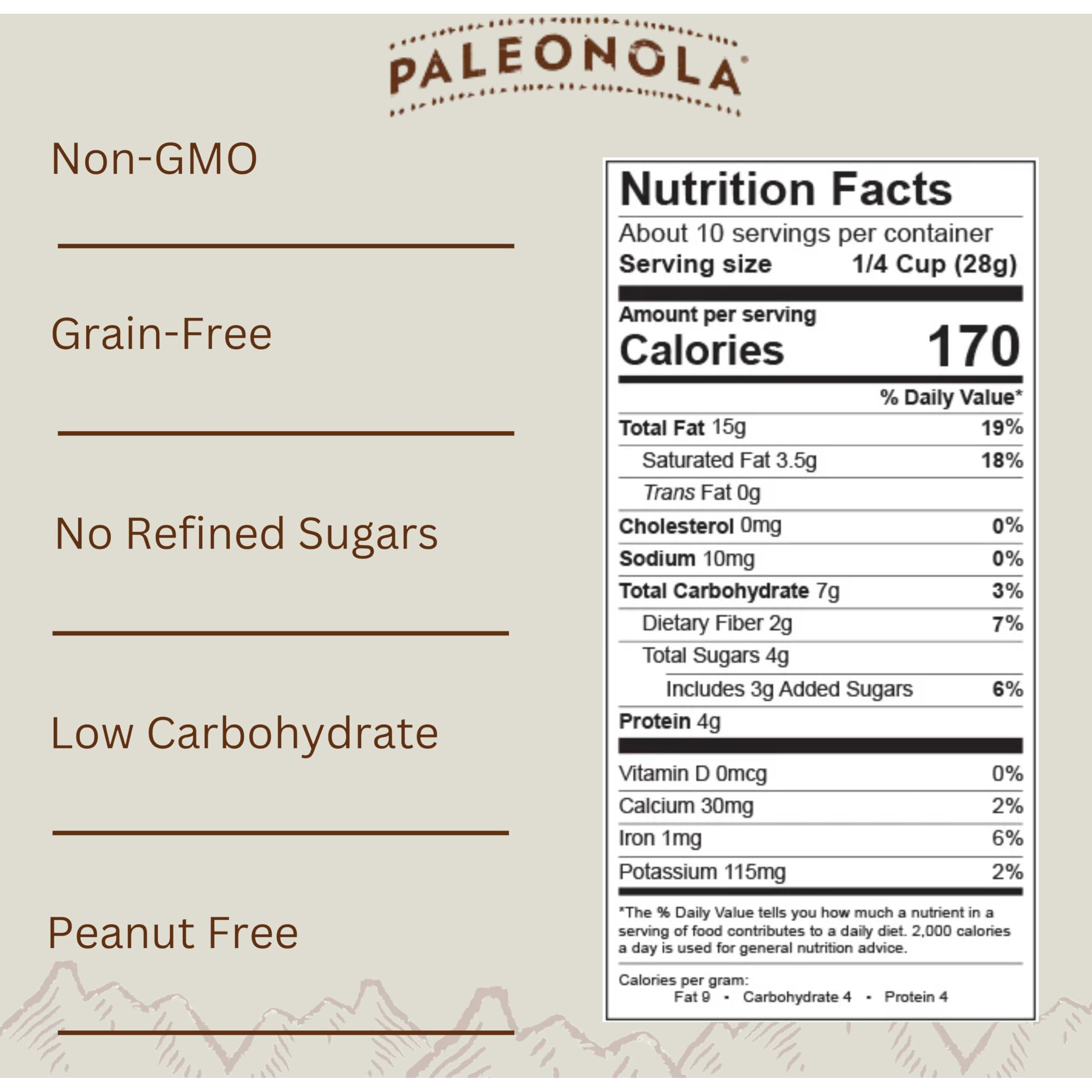 Paleonola - Grain Free Granola Pina Colada Flavor - Non-Gmo, Grain, Soy, Gluten, Dairy Free - Low Carb Protein Snack For A Healthy Breakfast