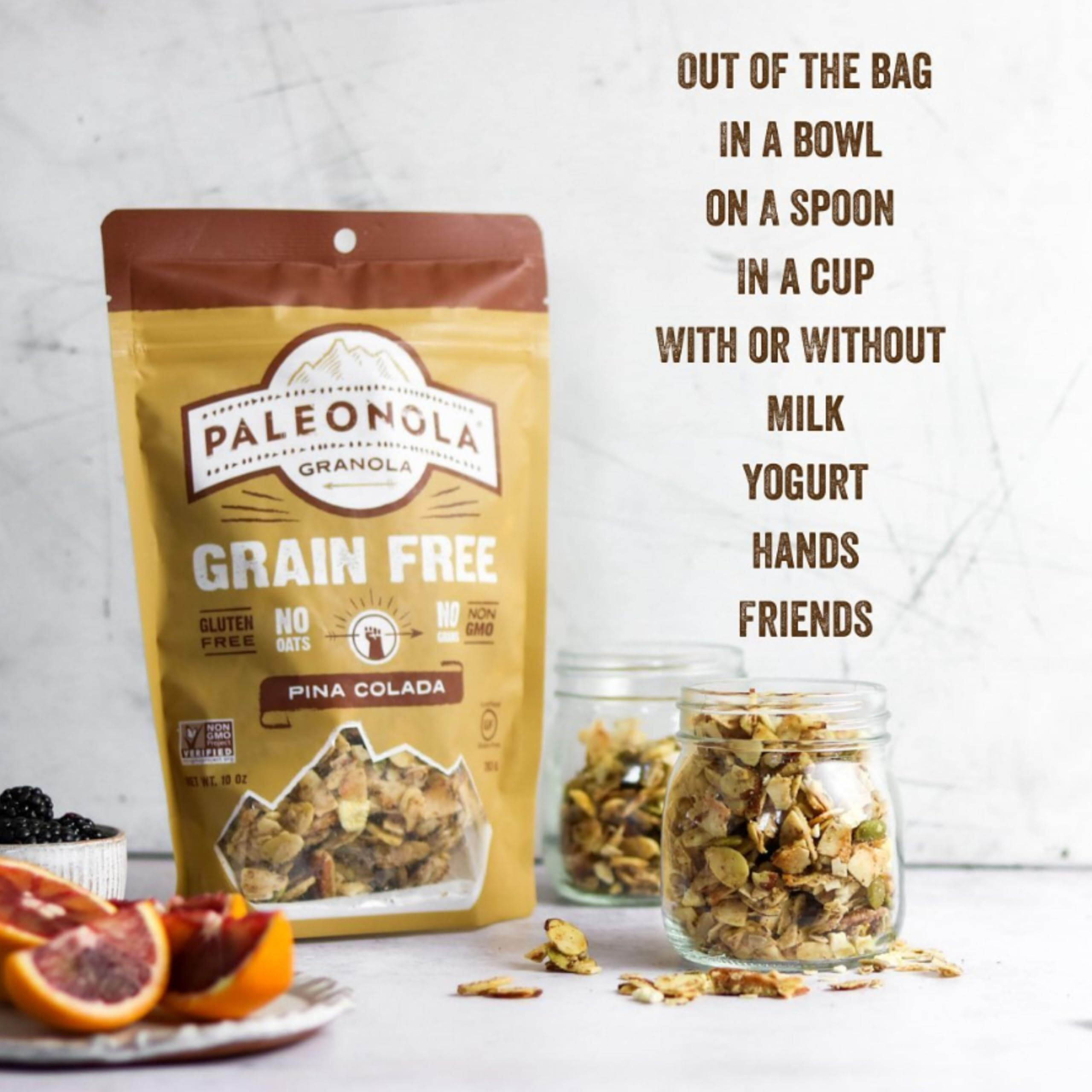 Paleonola - Grain Free Granola Pina Colada Flavor - Non-Gmo, Grain, Soy, Gluten, Dairy Free - Low Carb Protein Snack For A Healthy Breakfast