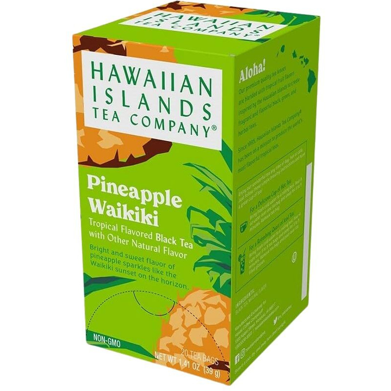 Hawaiian Islands Tea Company Pineapple Waikiki Black Tea, All Natural - 60 Teabags (3 Boxes)