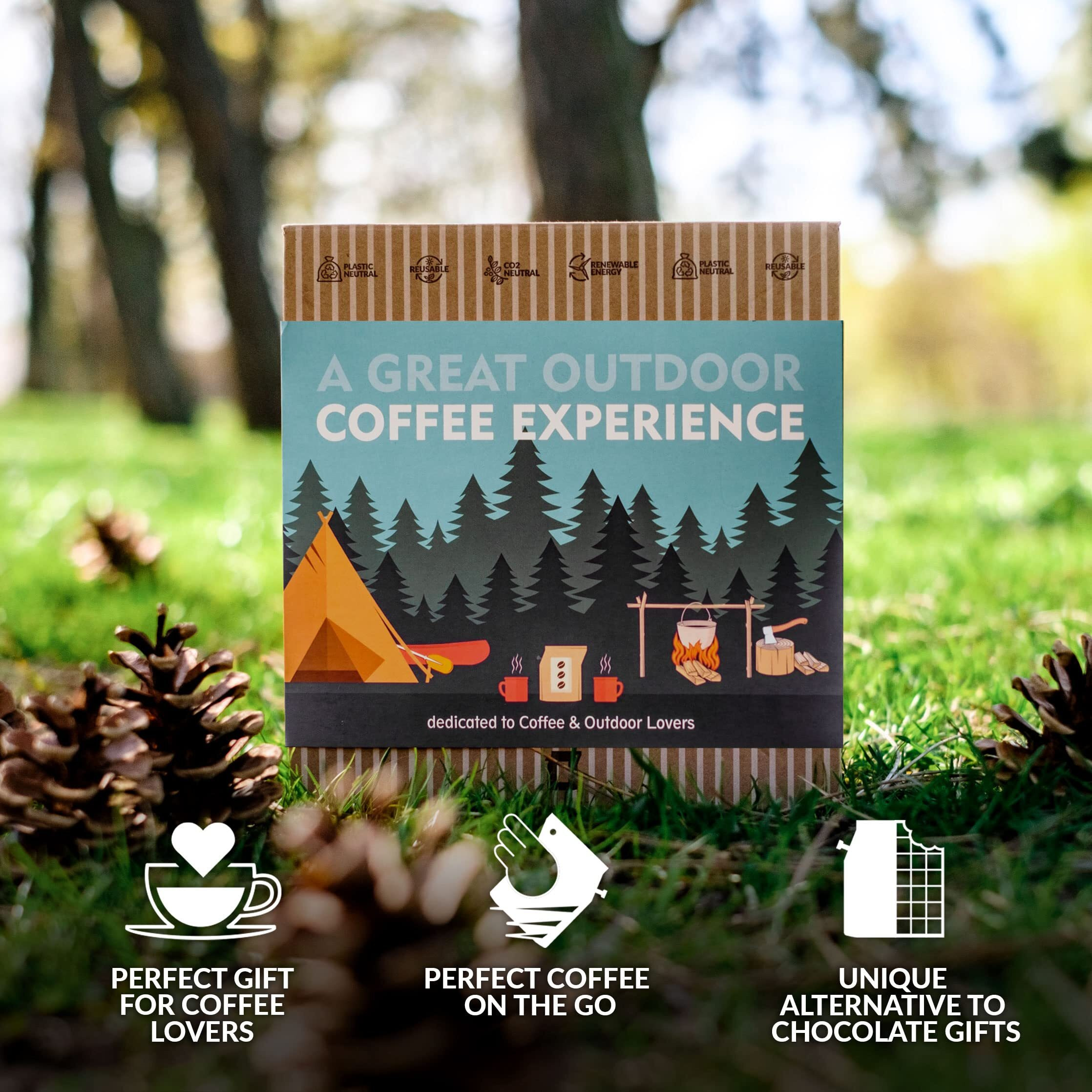 Gourmet Outdoor Coffee Gift Set For Men & Women - 7 World's Finest Single Origin Specialty & Organic Coffees In Innovative Brewers | Sampler Box For Coffee Lover To Brew & Enjoy Anytime, Anywhere
