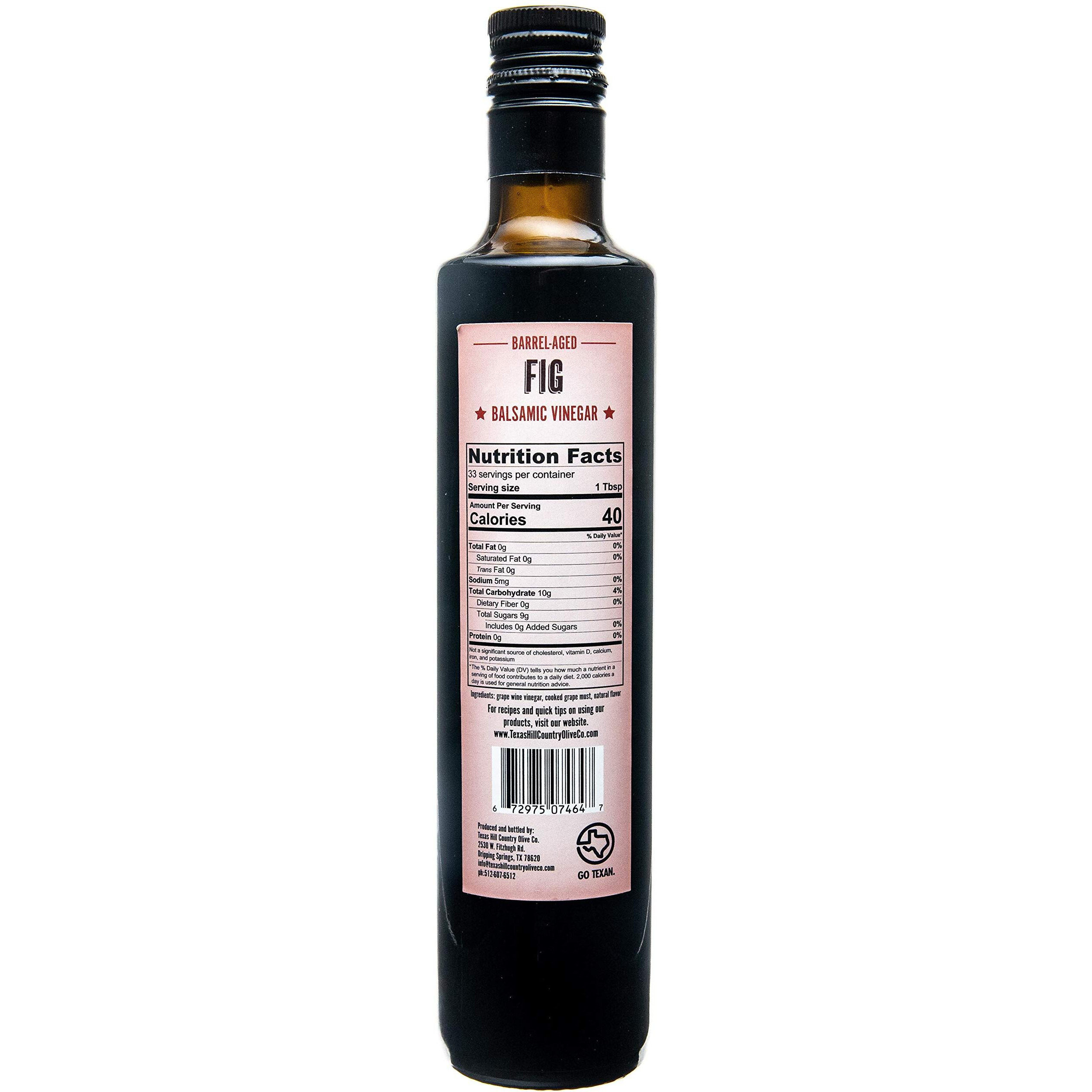 Fig Balsamic Vinegar - Gourmet Barrel Aged Infused Balsamic Vinegar - Great For Dressing Dipping Glazing - No Artificial Flavors Or Added Sugar - Made In Texas (16.9 Oz)
