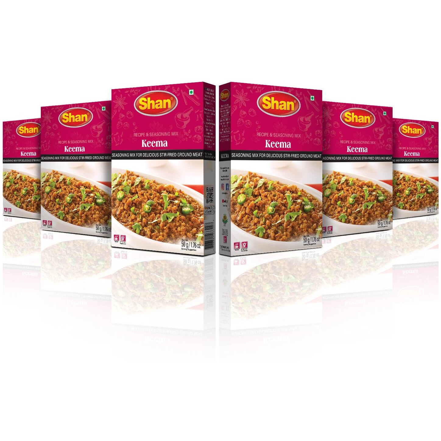 Shan - Keema Masala Seasoning Mix (50G) - Spice Packets For Delicious Stir-Fried Ground Meat (Pack Of 6)