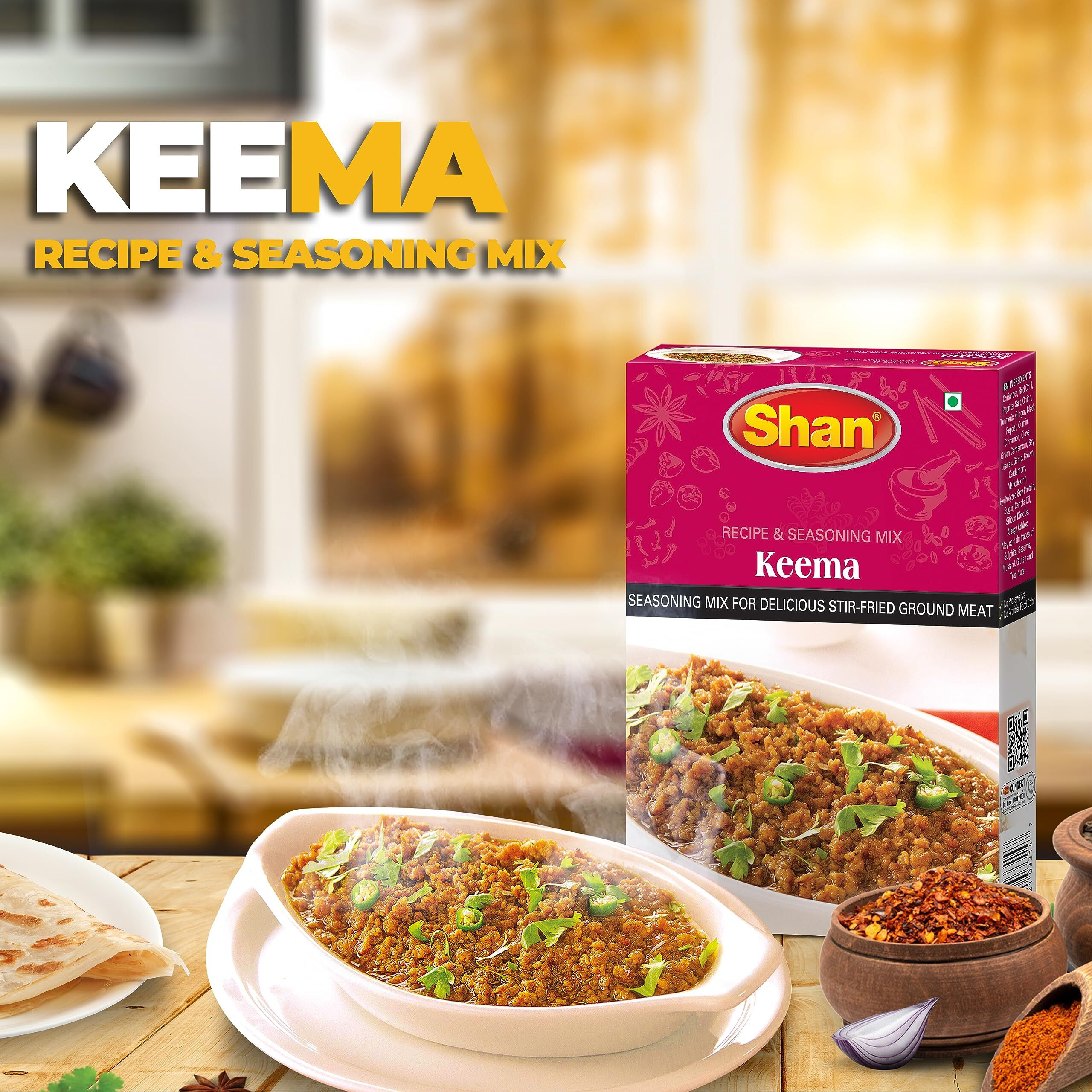 Shan - Keema Masala Seasoning Mix (50G) - Spice Packets For Delicious Stir-Fried Ground Meat (Pack Of 6)
