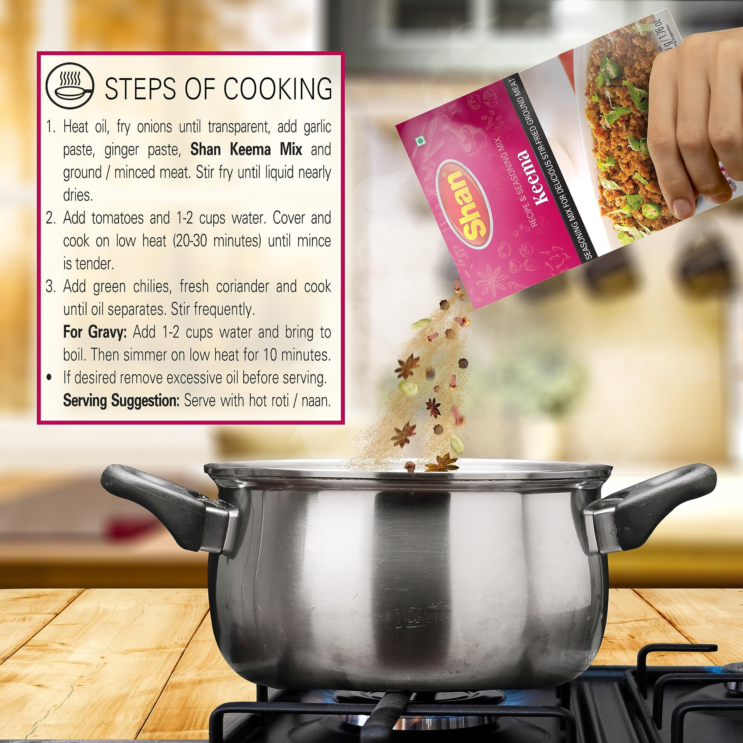 Shan - Keema Masala Seasoning Mix (50G) - Spice Packets For Delicious Stir-Fried Ground Meat (Pack Of 6)