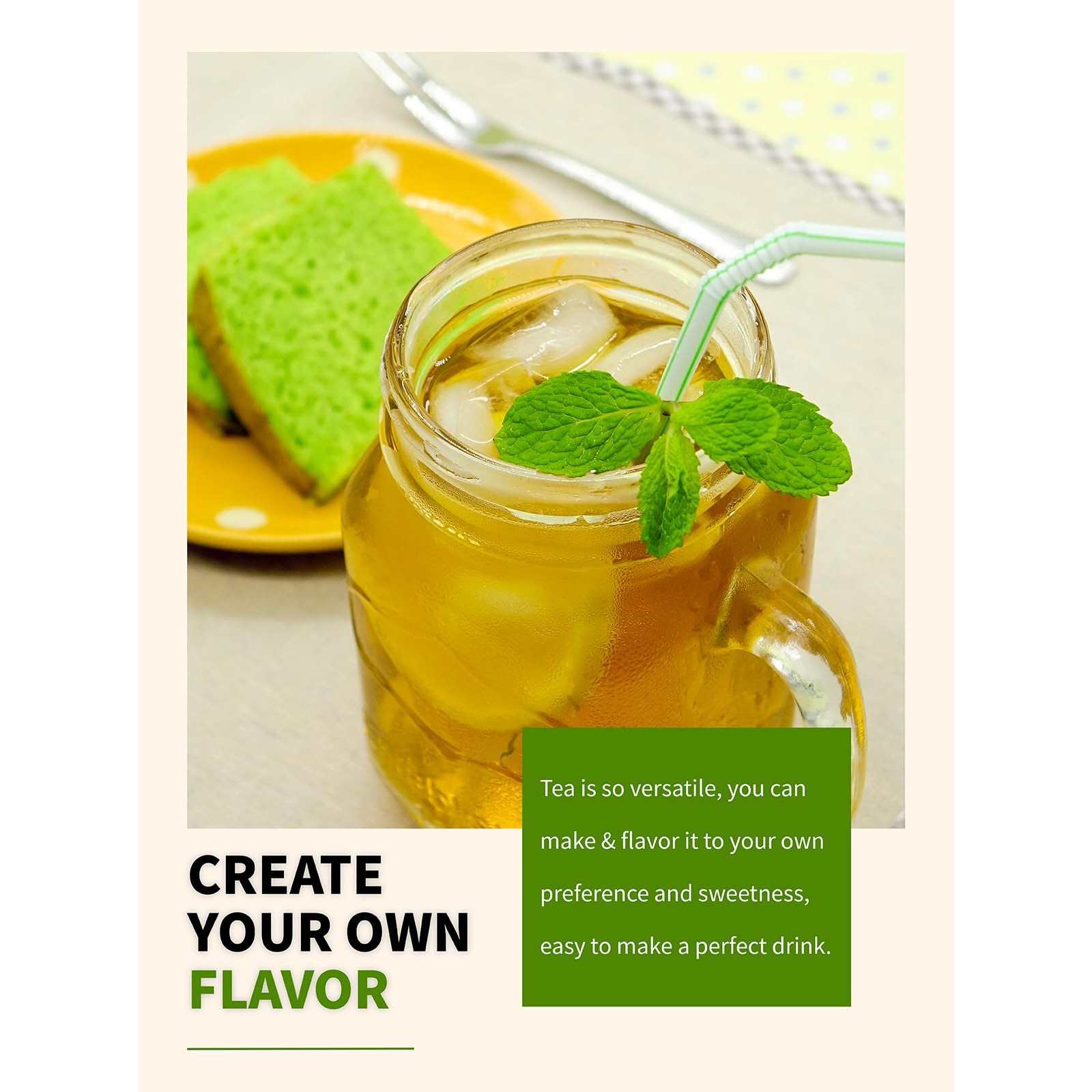 Teelux Mint Green Tea Bags, Green Tea With Peppermint, Spearmint, And Lemongrass, Caffeinated, 100% Real And Natural, 50 Count