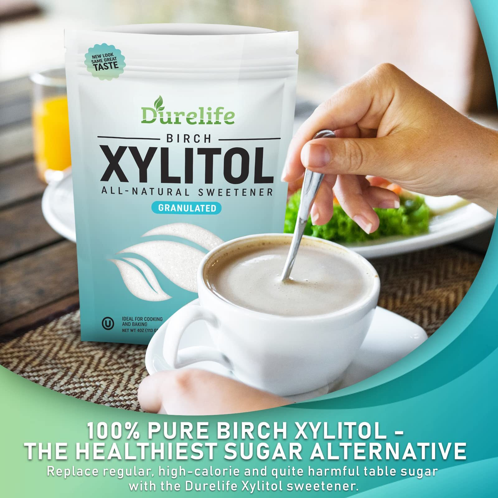 Durelife Xylitol Sugar Substitute 4 Oz Made From 100 % Pure Birch Xylitol Non Gmo - Gluten Free - Kosher ,Natural Sugar Alternative, (4Oz Sample Size)