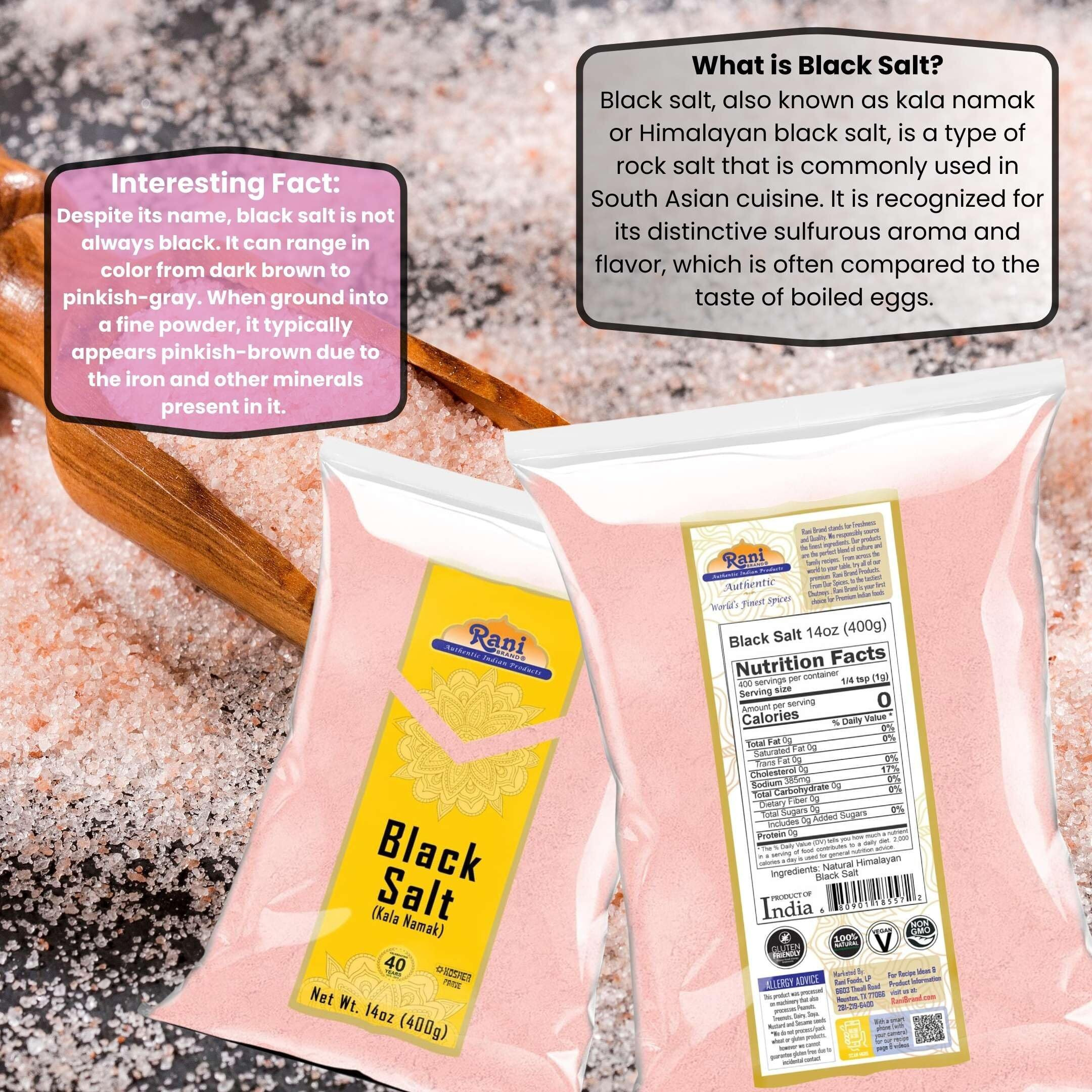 Rani Black Salt Powder (Kala Namak) Mineral 14Oz (400G) ~ Unrefined, Pure And Natural | Vegan | Gluten Friendly | Non-Gmo | Indian Origin | Perfect For Tofu Scramble