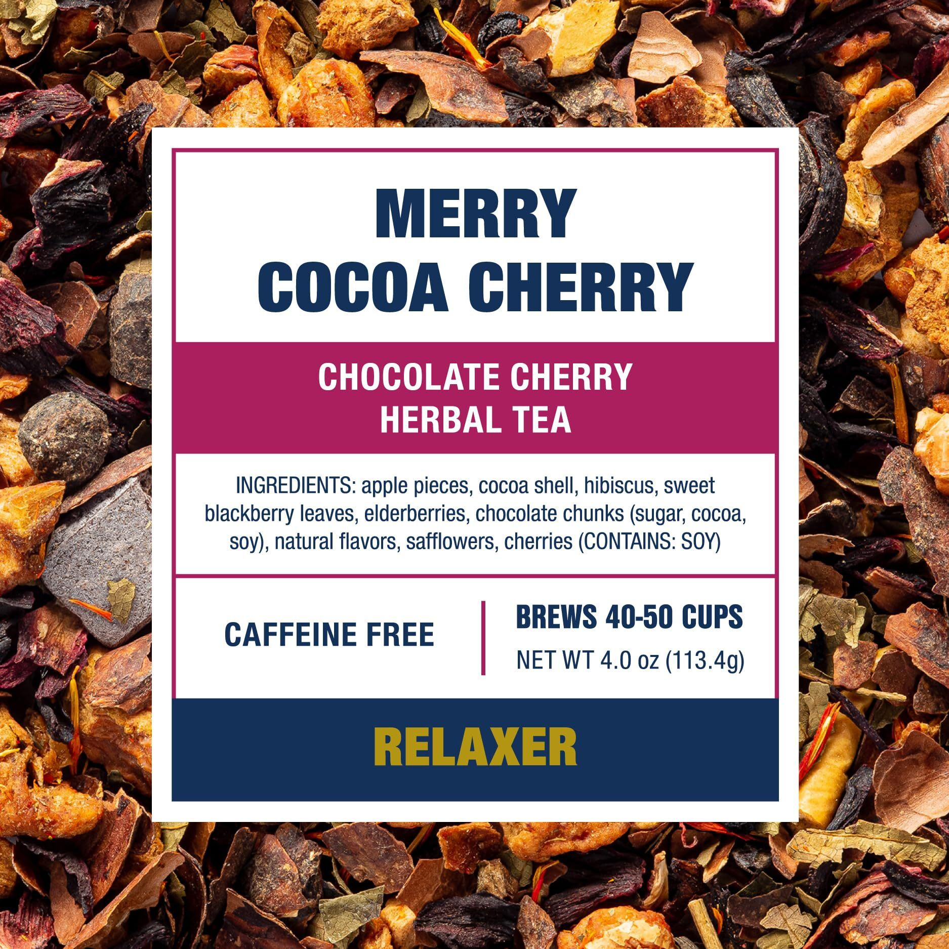 Tiesta Tea - Merry Cocoa Cherry | Chocolate Cherry Herbal Tea | Premium Loose Leaf Tea Blend | Non Caffeinated Holiday Teas | Make Hot Or Iced Tea & Brews Up To 50 Cups - 4 Ounce Refillable Tin
