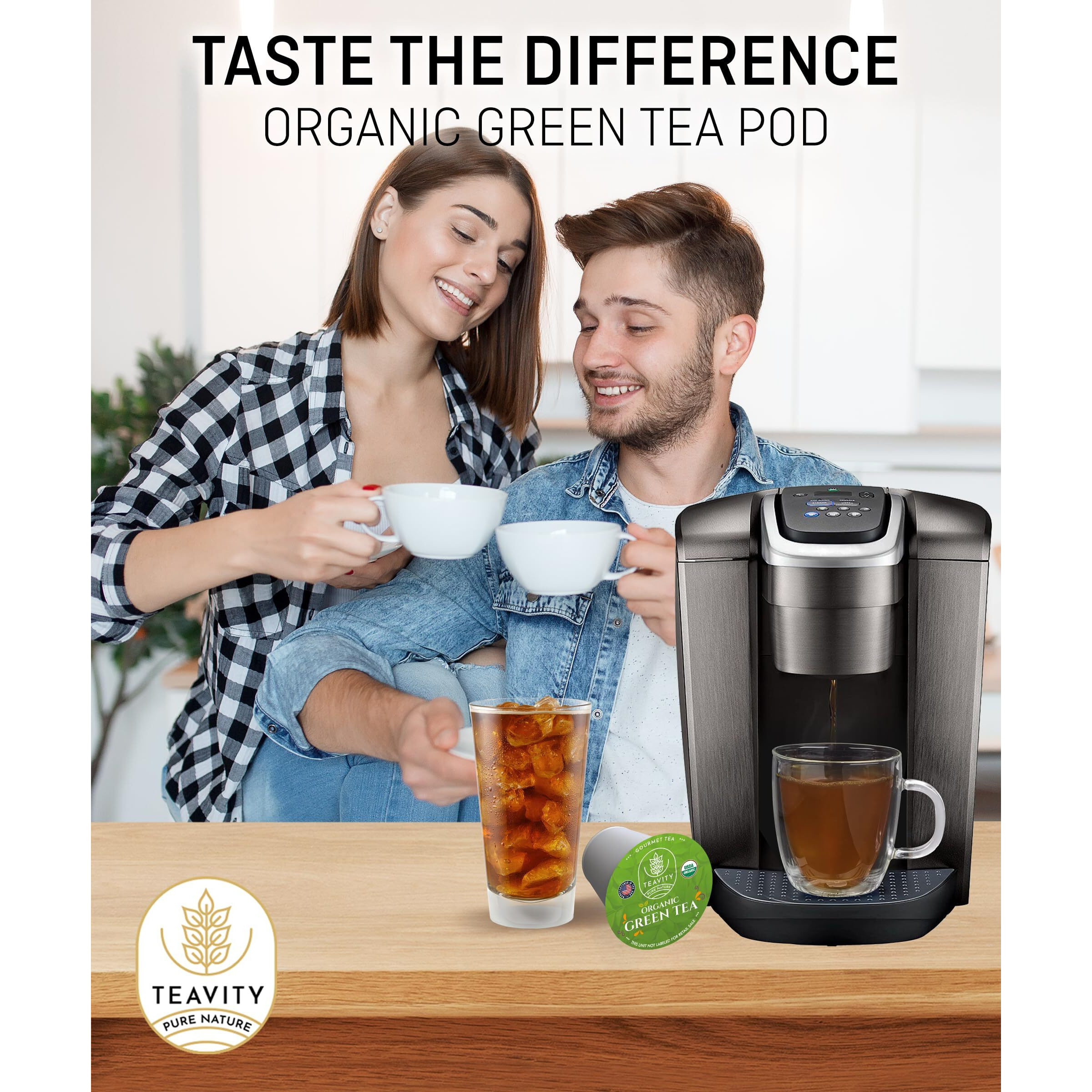 Organic Green Tea Pods For Keurig - Unsweetened Green Tea For K Cup Machines By Teavity (12 Tea Pods)