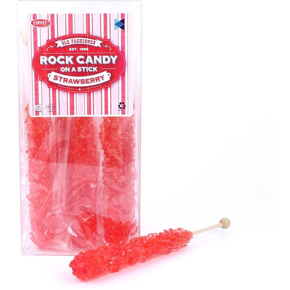Extra Large Rock Candy Sticks 12 Strawberry Lollipop - Red Rock Candy Sticks - Individually Wrapped - Espeez Rock Candy Sticks For Candy Buffet, Birthdays, Weddings, Receptions And Baby Shower