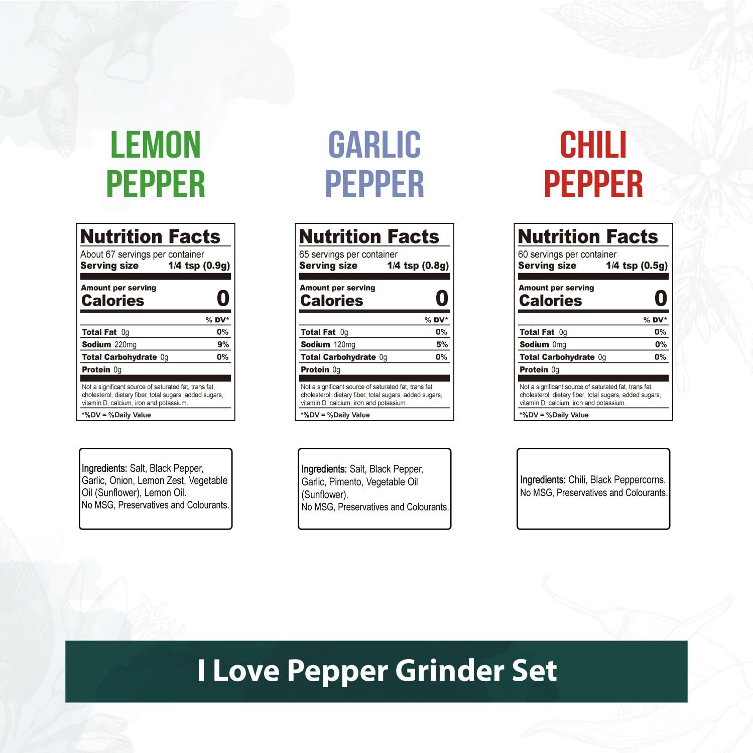 Soeos Spice Seasoning Set Of 3, 4.98Oz(142G), With Integrated Grinders, Salt And Pepper Grinder Set, Pure And Fresh Perfect For Bbq Seasoning Gift Set, Grilling Spice, Herb, Spice & Seasoning Gifts