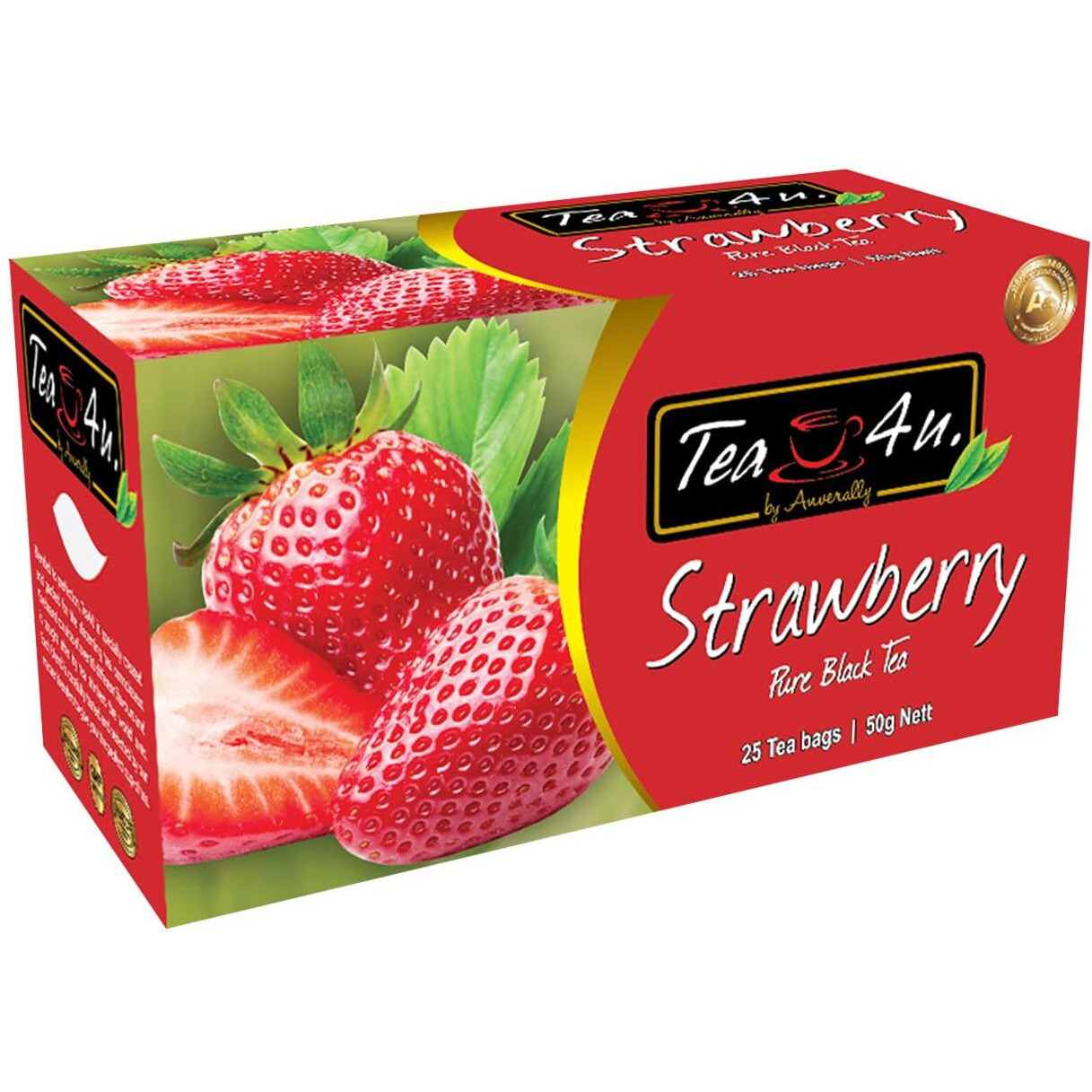 Tea4U Flavored Black Ceylon Teabags - Strawberry | Ideal Quality From Sri Lanka's Finest Leaves And Expertly Blended - 25 Count