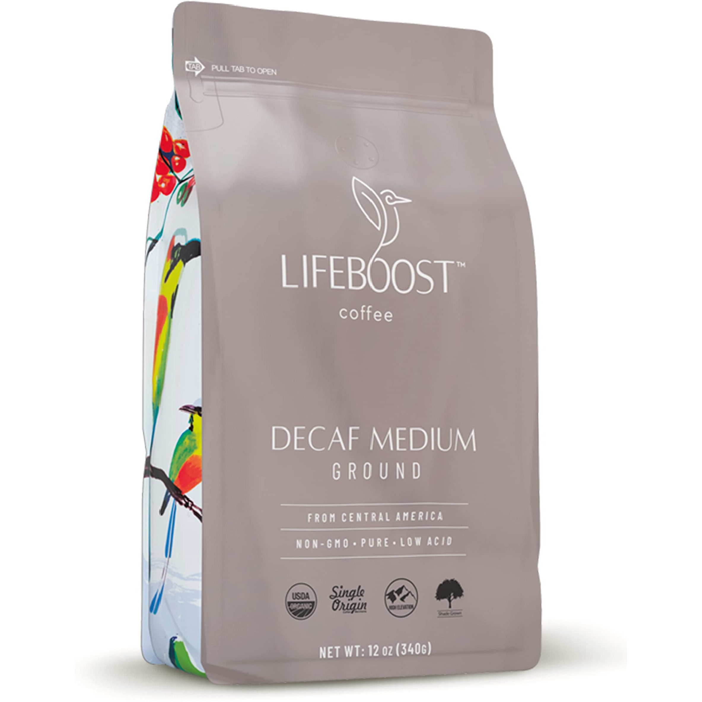 Lifeboost Coffee Medium Roast Swiss Water Decaf Coffee Ground - Low Acid Single Origin Usda Decaf Organic Coffee - Non-Gmo Coffee Third Party Tested For Mycotoxins & Pesticides - 12 Ounces