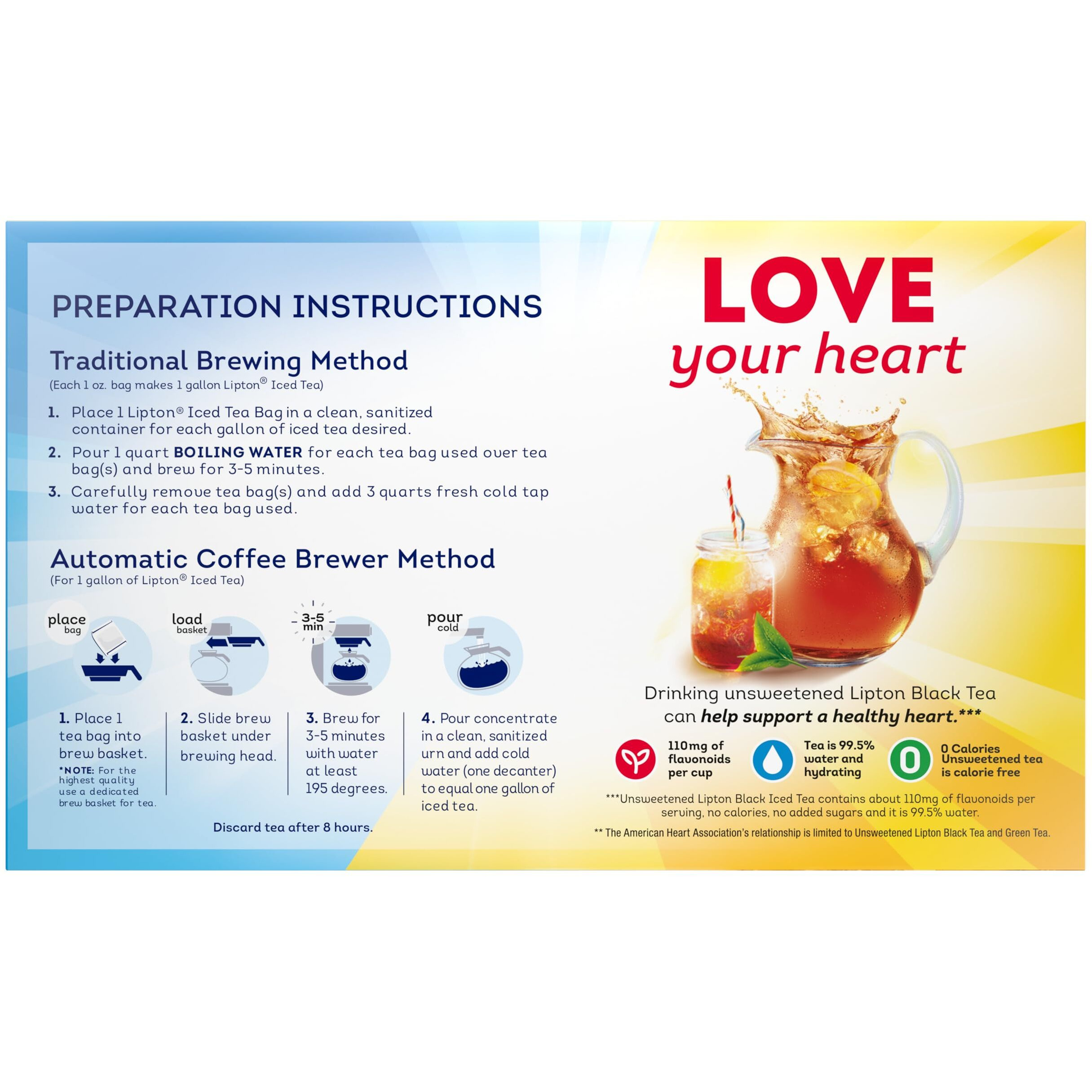Lipton Unsweetend Iced Tea Bags, Gallon-Sized, 24 Total Tea Bags