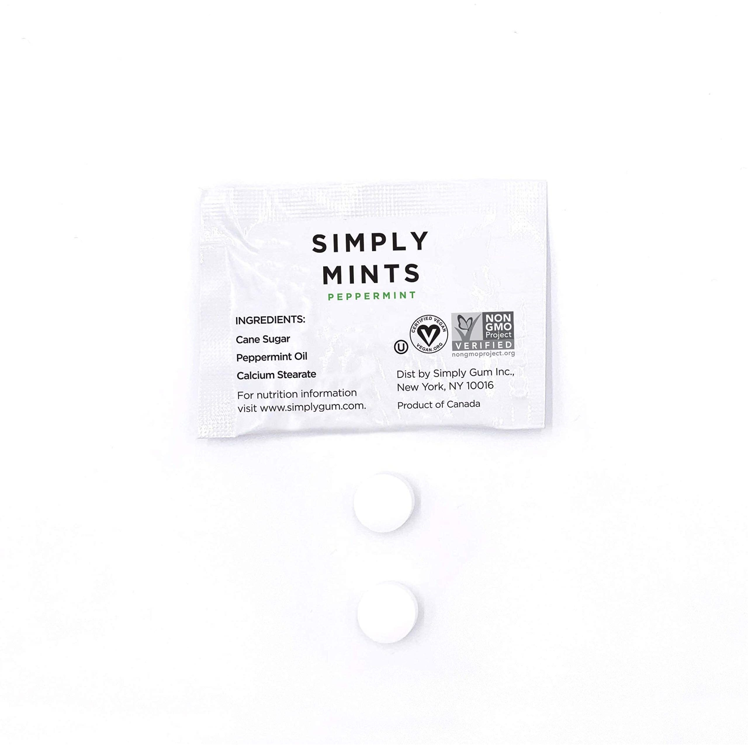 Simply Gum Mints | Individually Wrapped Mints | Peppermint | 50 Pouches | Breath Freshening, Vegan, Non Gmo, Nothing Artificial