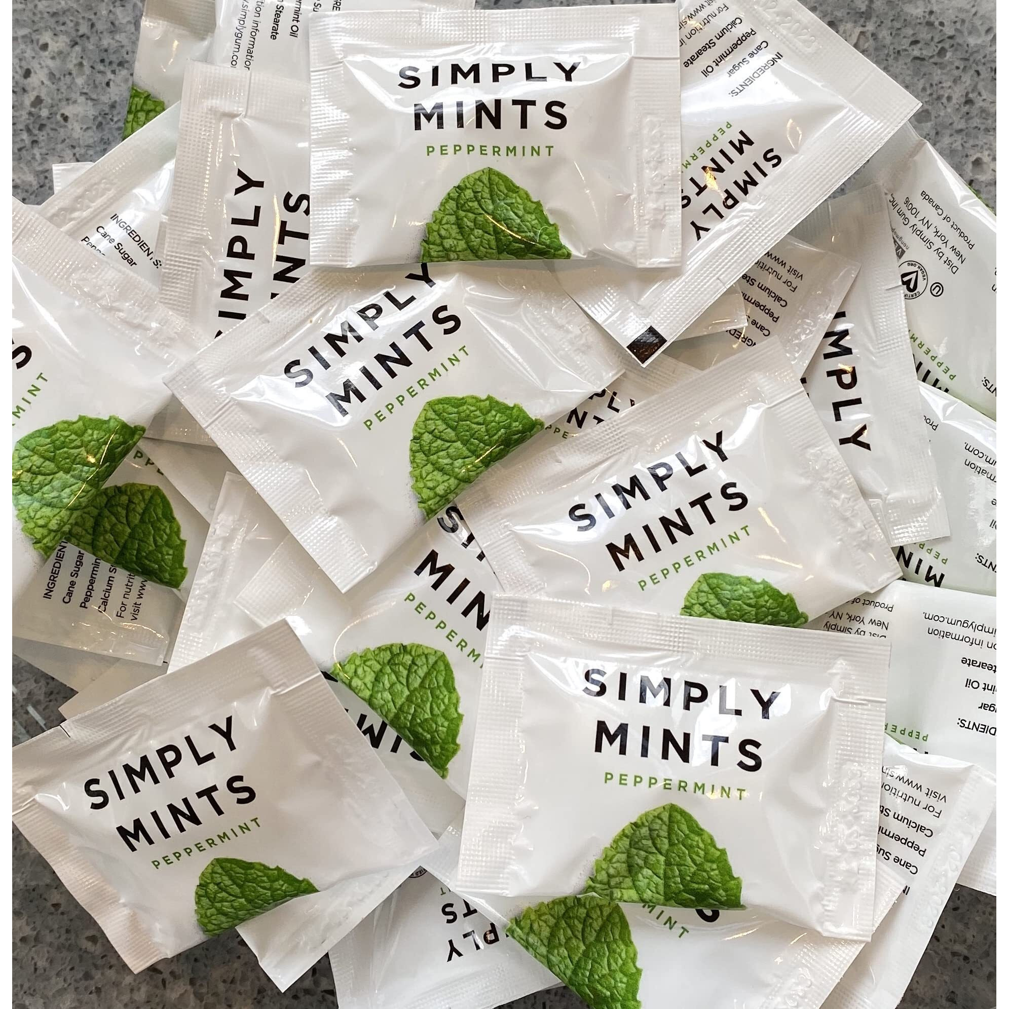 Simply Gum Mints | Individually Wrapped Mints | Peppermint | 50 Pouches | Breath Freshening, Vegan, Non Gmo, Nothing Artificial