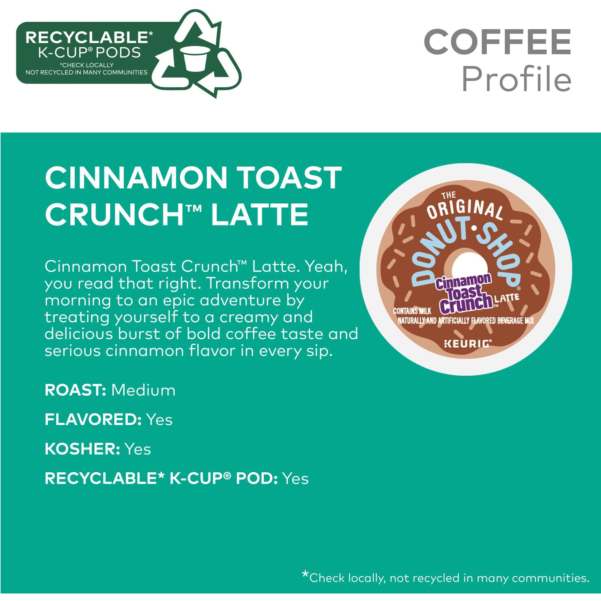 The Original Donut Shop One Step Cinnamon Toast Crunch Latte, Keurig Single Serve K-Cup Pods, 20 Count