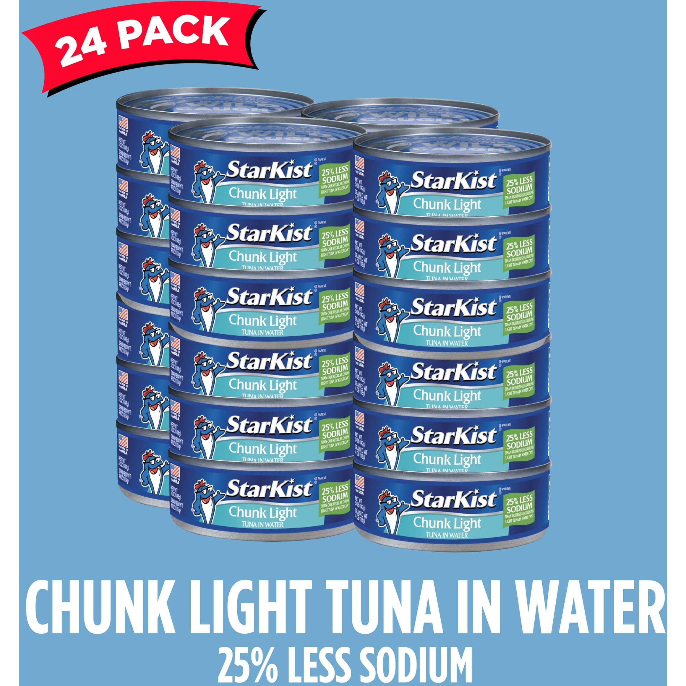 Starkist 25% Less Sodium Chunk Light Tuna In Water - 5 Oz Can (Pack Of 24)