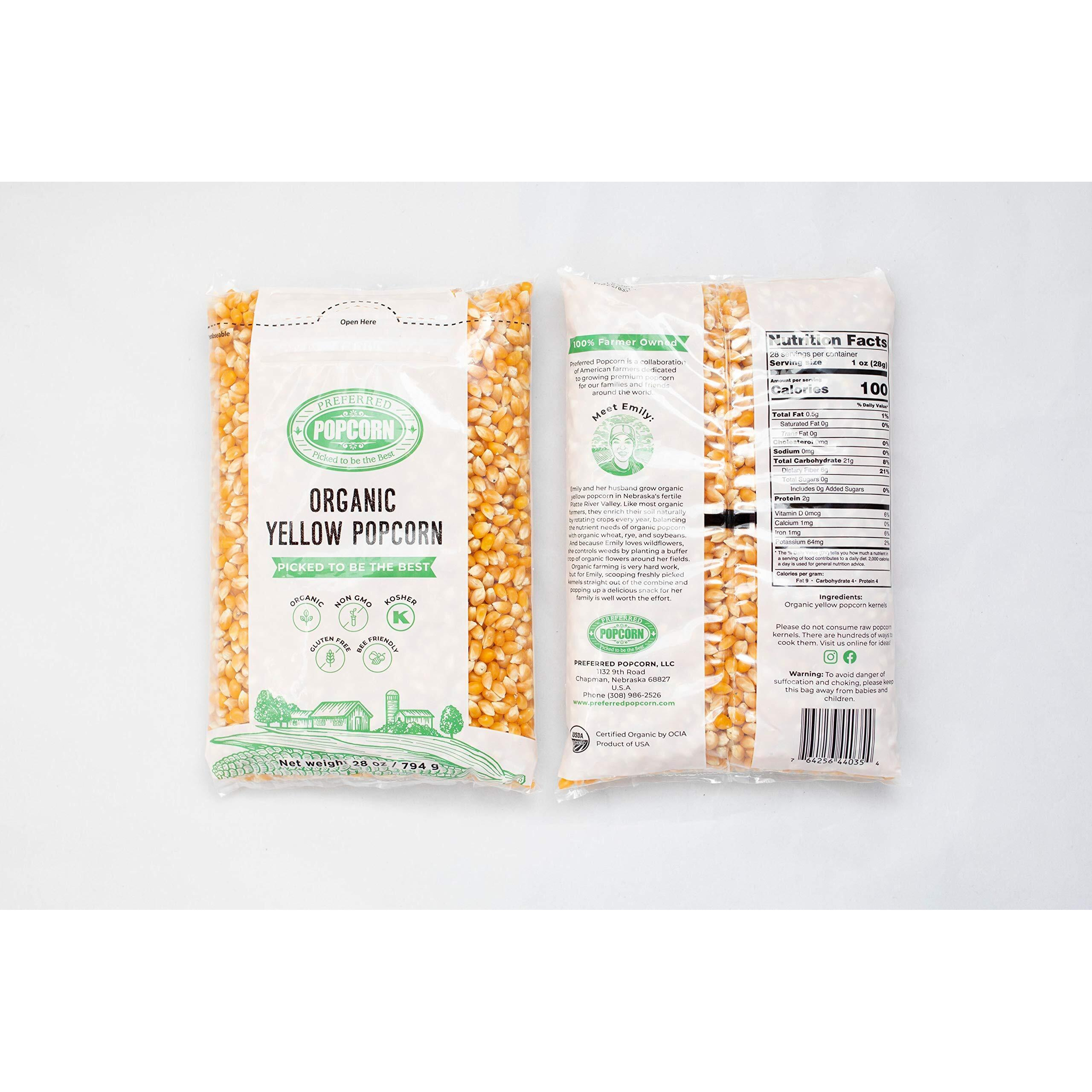 Preferred Popcorn Organic Popcorn, 28 Ounce Bag, Pack Of 4, 30 Servings Per Bag