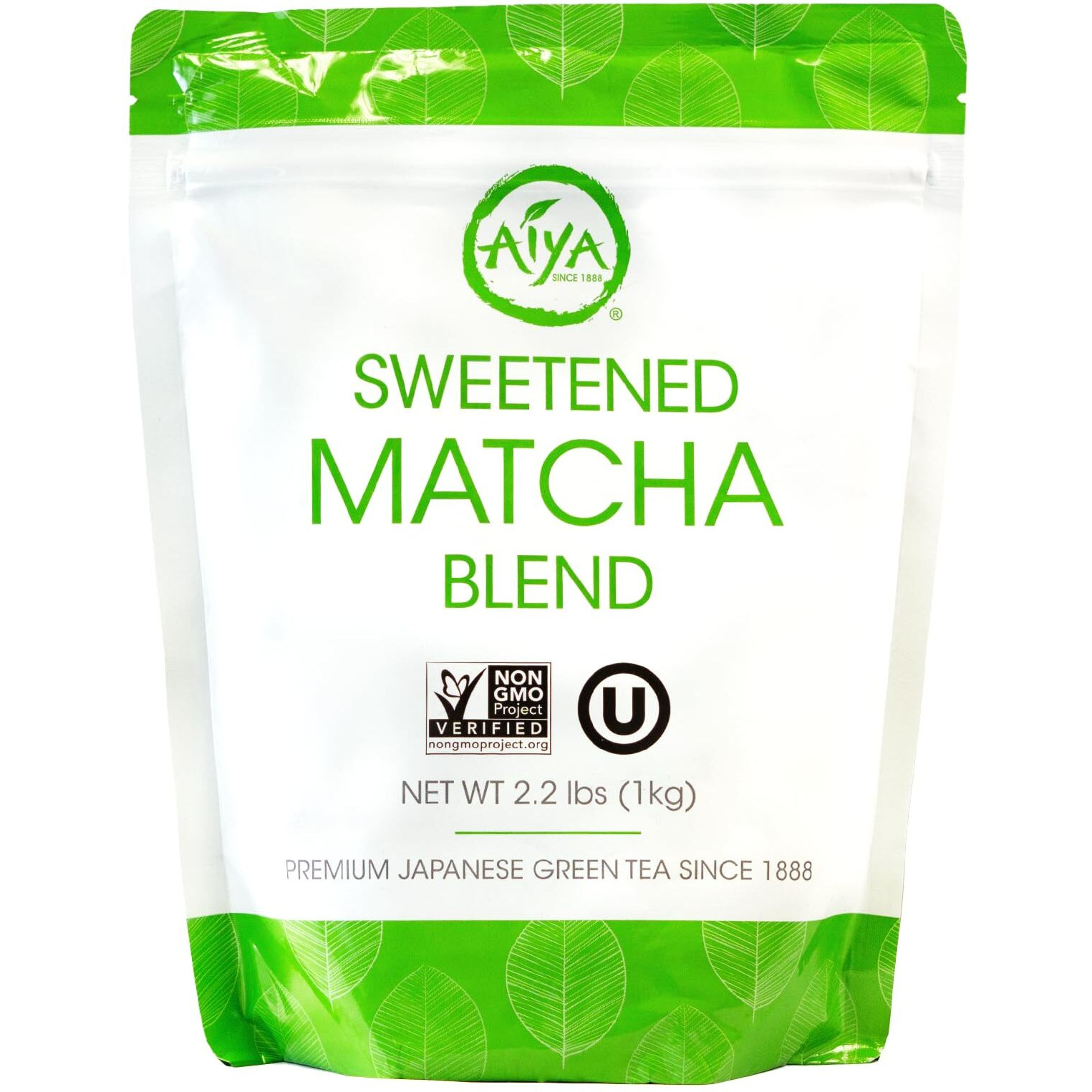 Aiya Sweetened Matcha Blend Powder - Matcha Latte Powder With Antioxidant-Rich Japanese Green Tea & Pure Cane Sugar - Ideal For Smoothies, Lattes, And Culinary Creations - 1Kg Bag (2.2 Lbs)