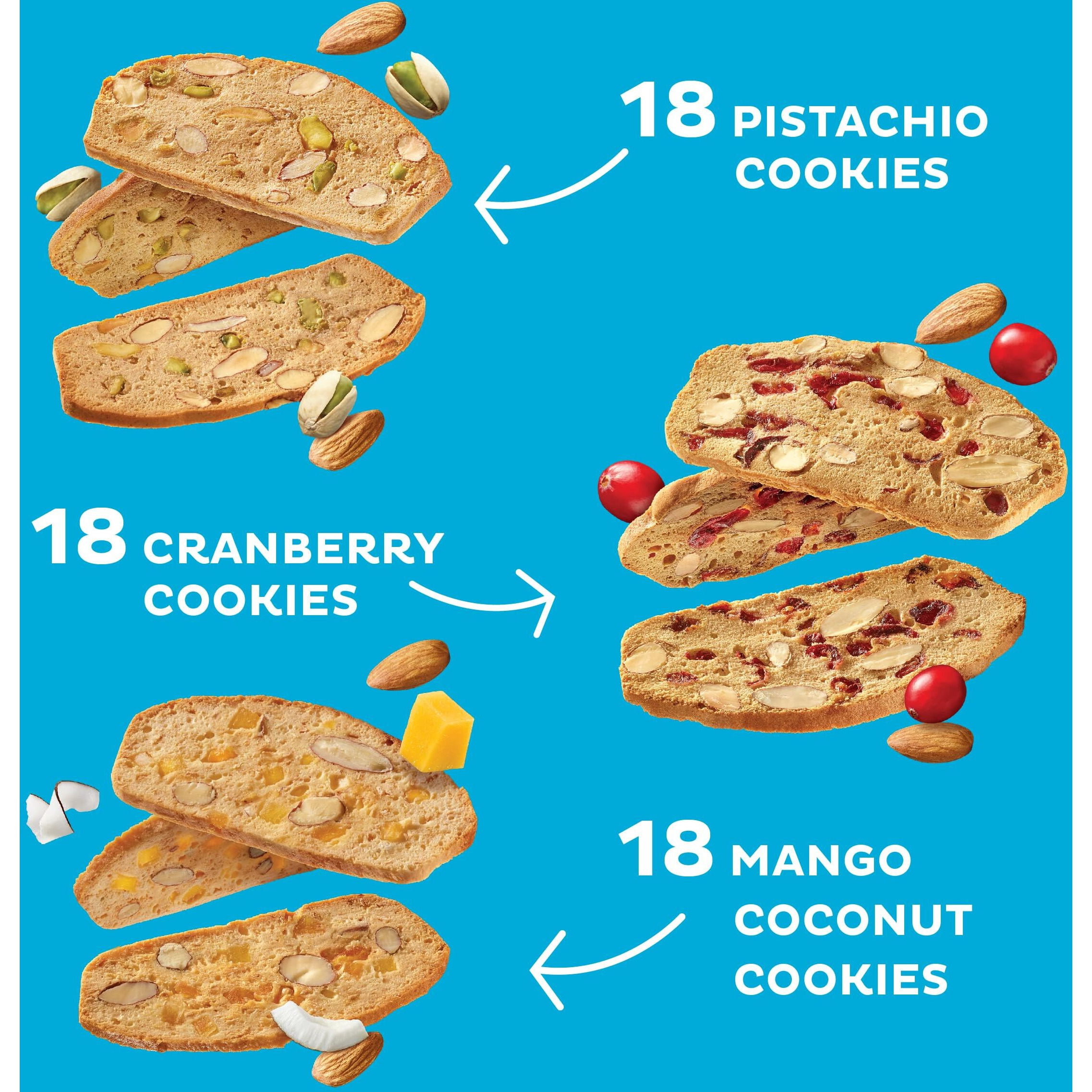 Thinaddictives Variety 3 Pack - 3 Flavors W/ 18 Cookies Per Box - Sweet & Crunchy Almond Cookie Thins - Biscotti Italian Cookies - Biscotti Individually Wrapped Cookies - Kosher Coffee Cookie - 4.4 Oz